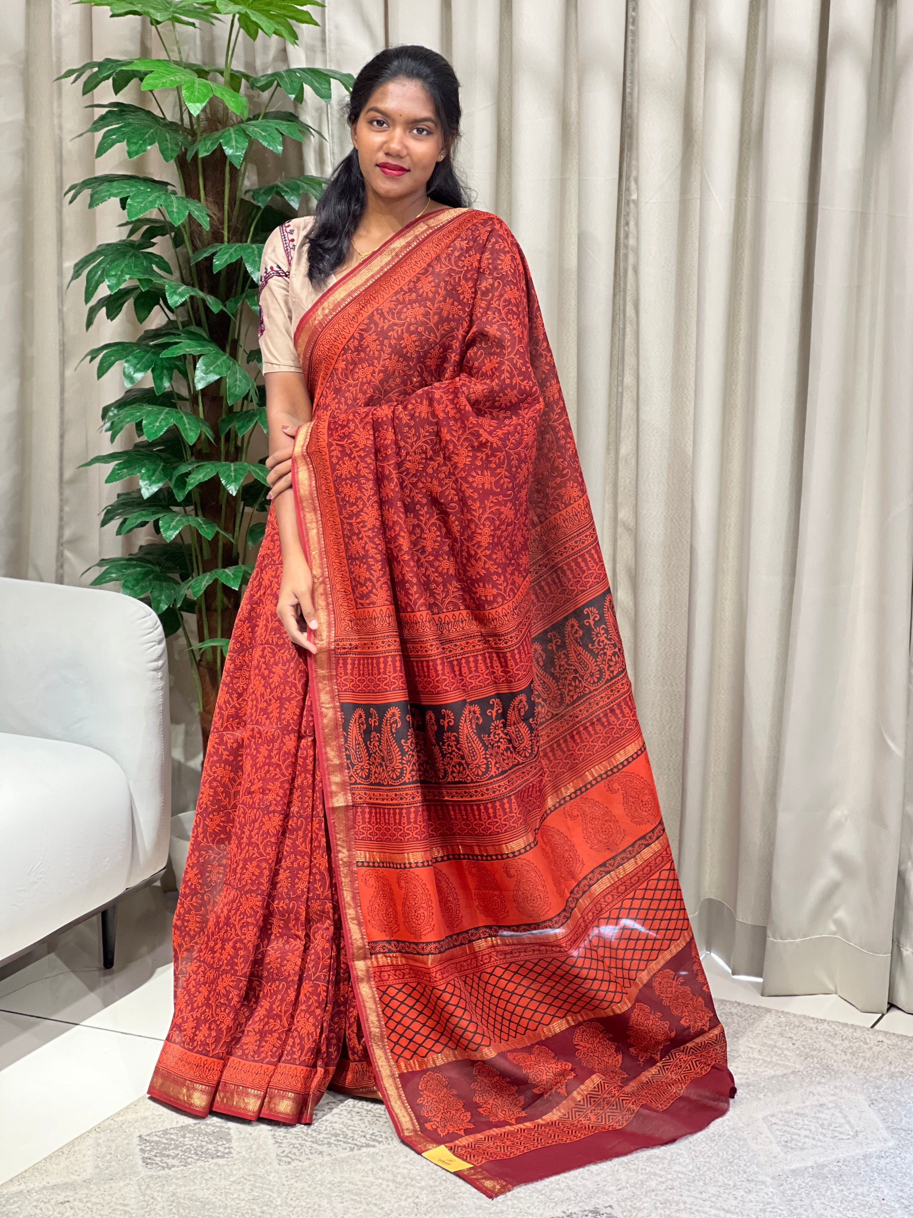Mangalgiri Border Detailed Chanderi Saree | SVF204