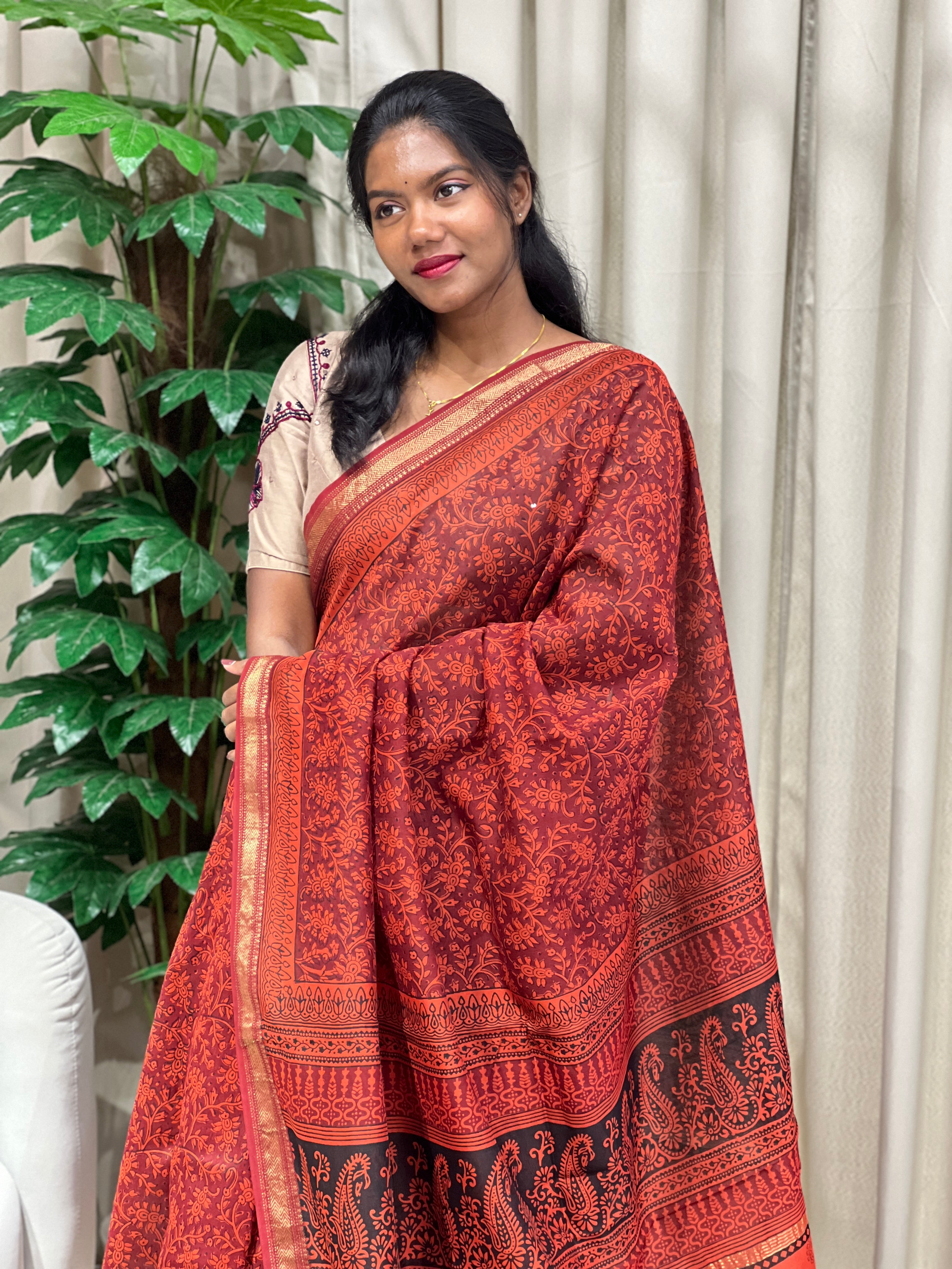 Mangalgiri Border Detailed Chanderi Saree | SVF204