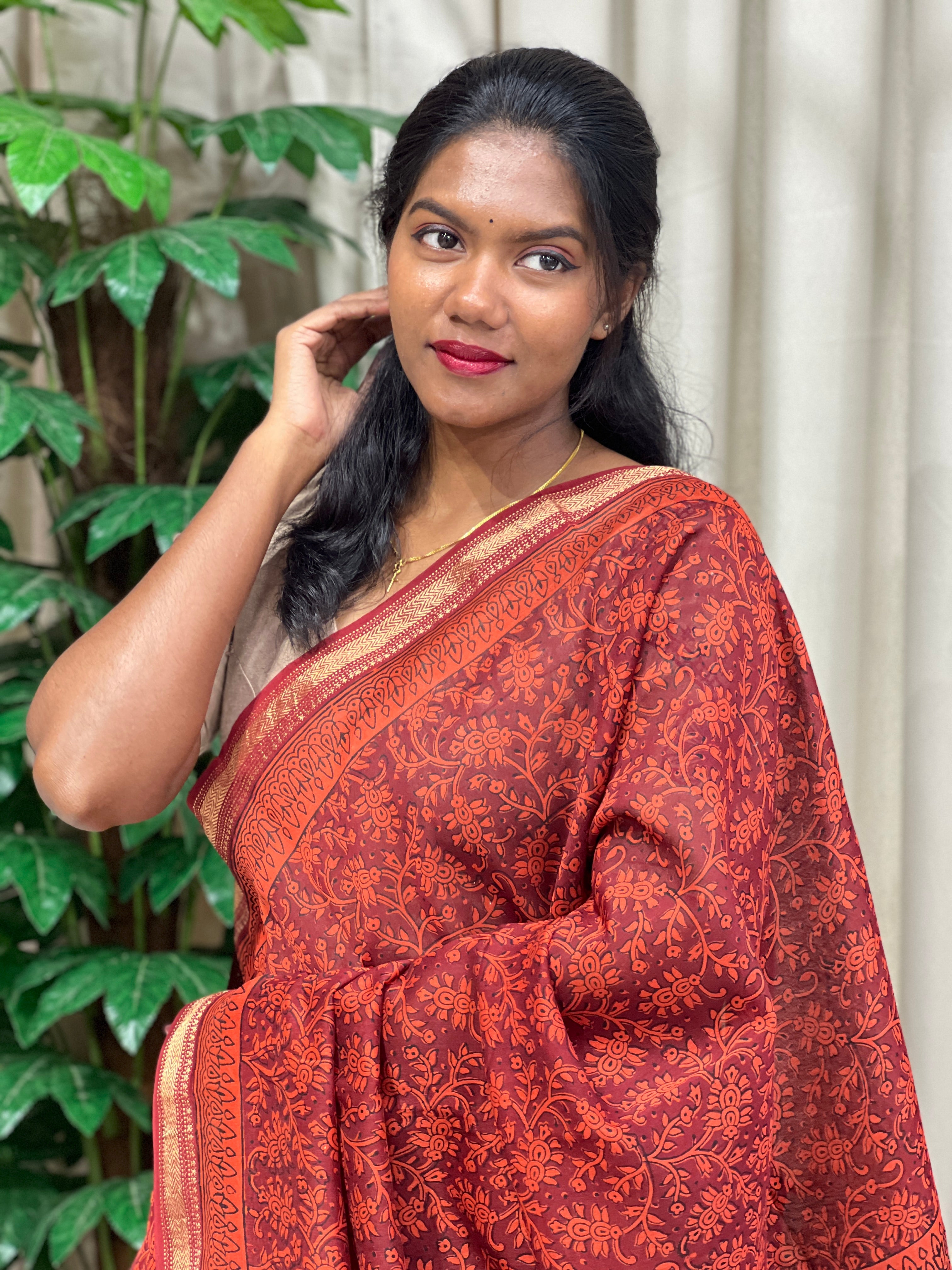 Mangalgiri Border Detailed Chanderi Saree | SVF204