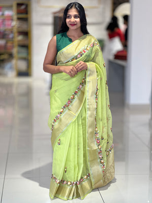 Hand Embroidery Organza Saree | RP645