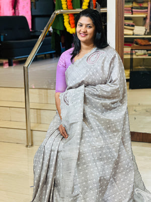 Digital Print With Paisley Twine Cut Work Detailed Semi Tussar Saree | TC431