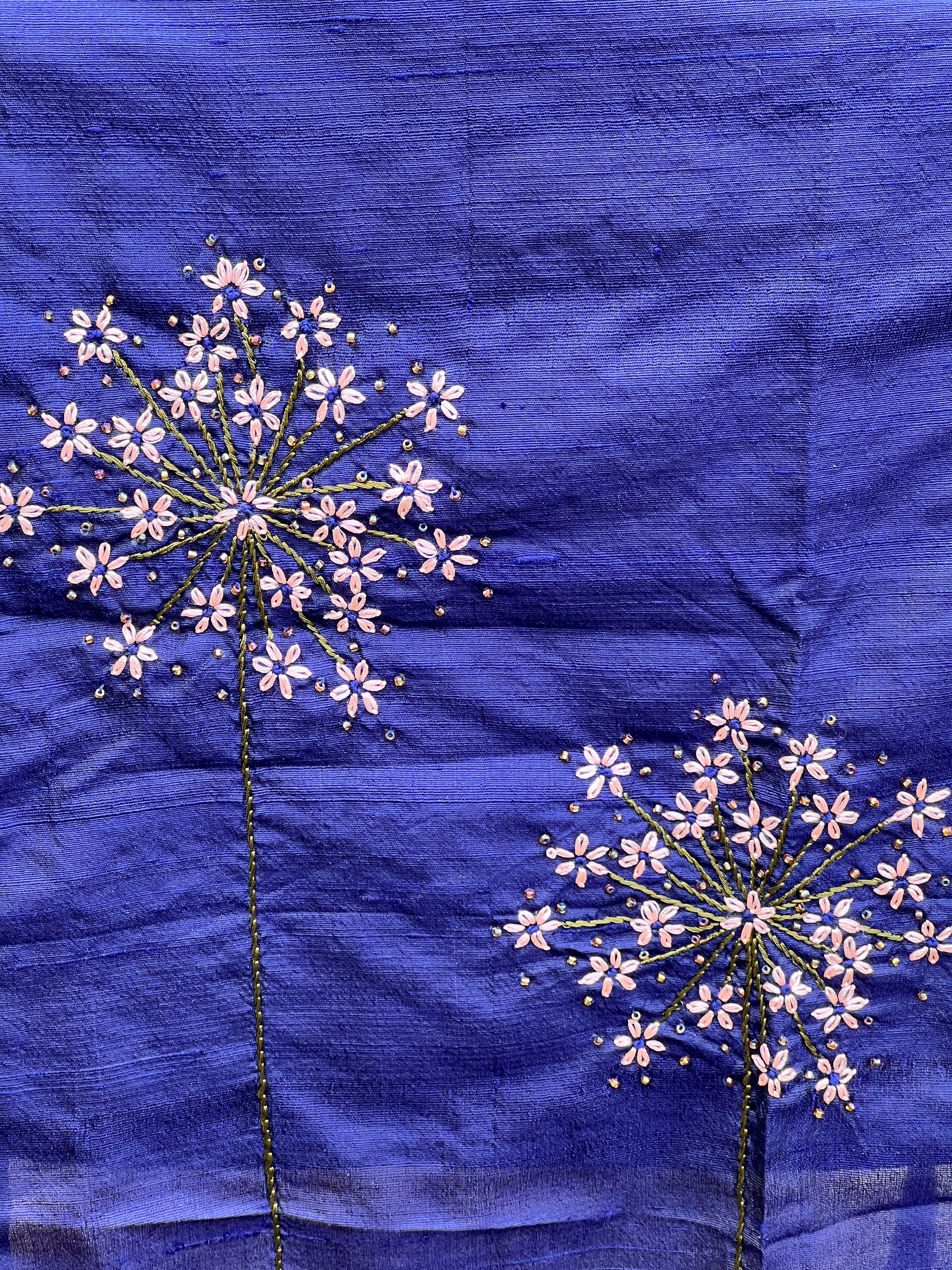 Floral Hand Embroidery & Princess Cut Pattern  Raw Silk Kurta  |  DN516