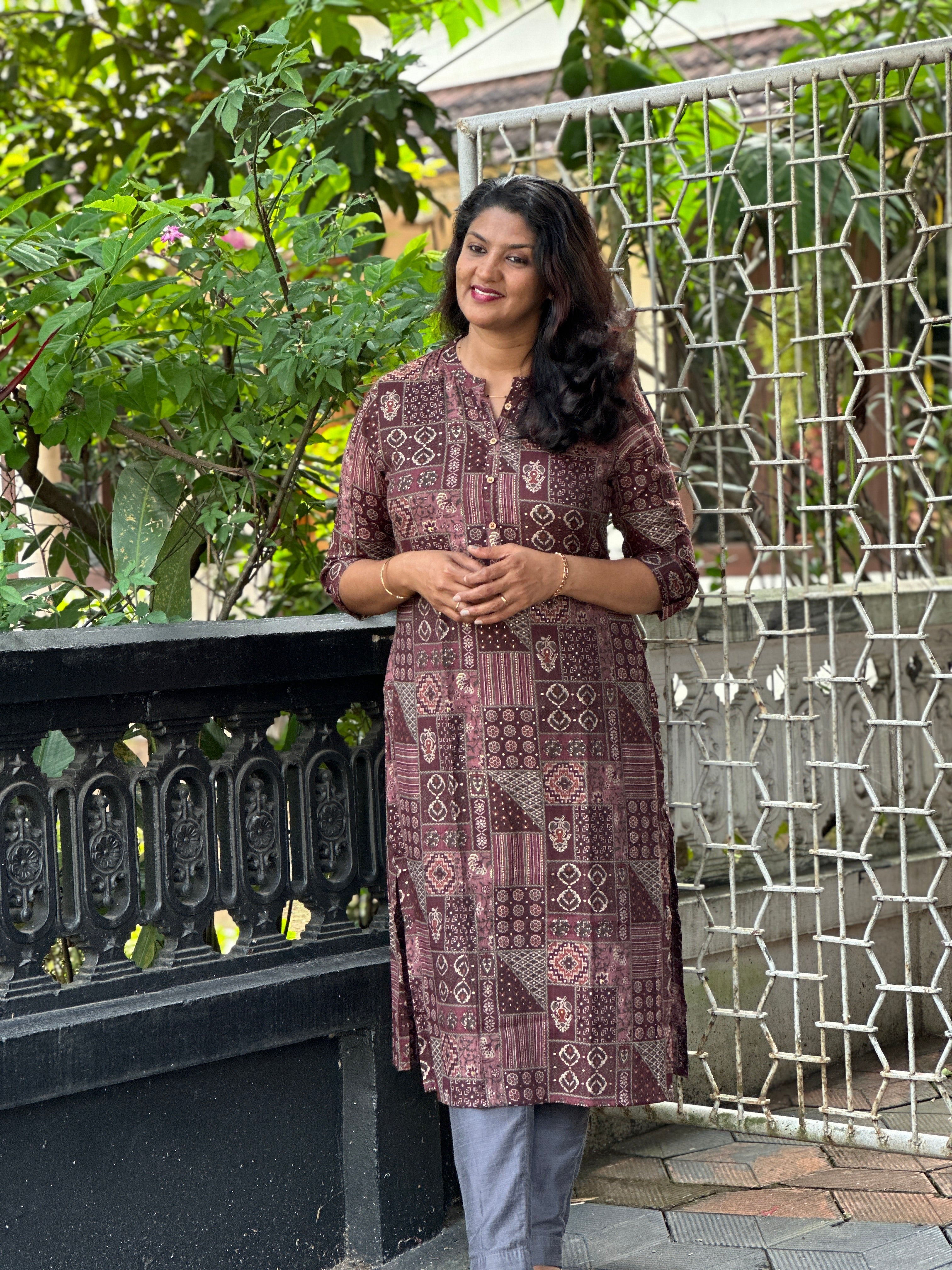 Foil Print Pattern Modal Chanderi  Kurta | RGA195