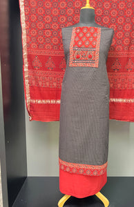 Ajrak Print & Kantha Detailed Cotton Salwar Set | SW2025