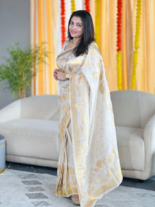 Traditional Zari Weaved Semi Silk Saree | HT194