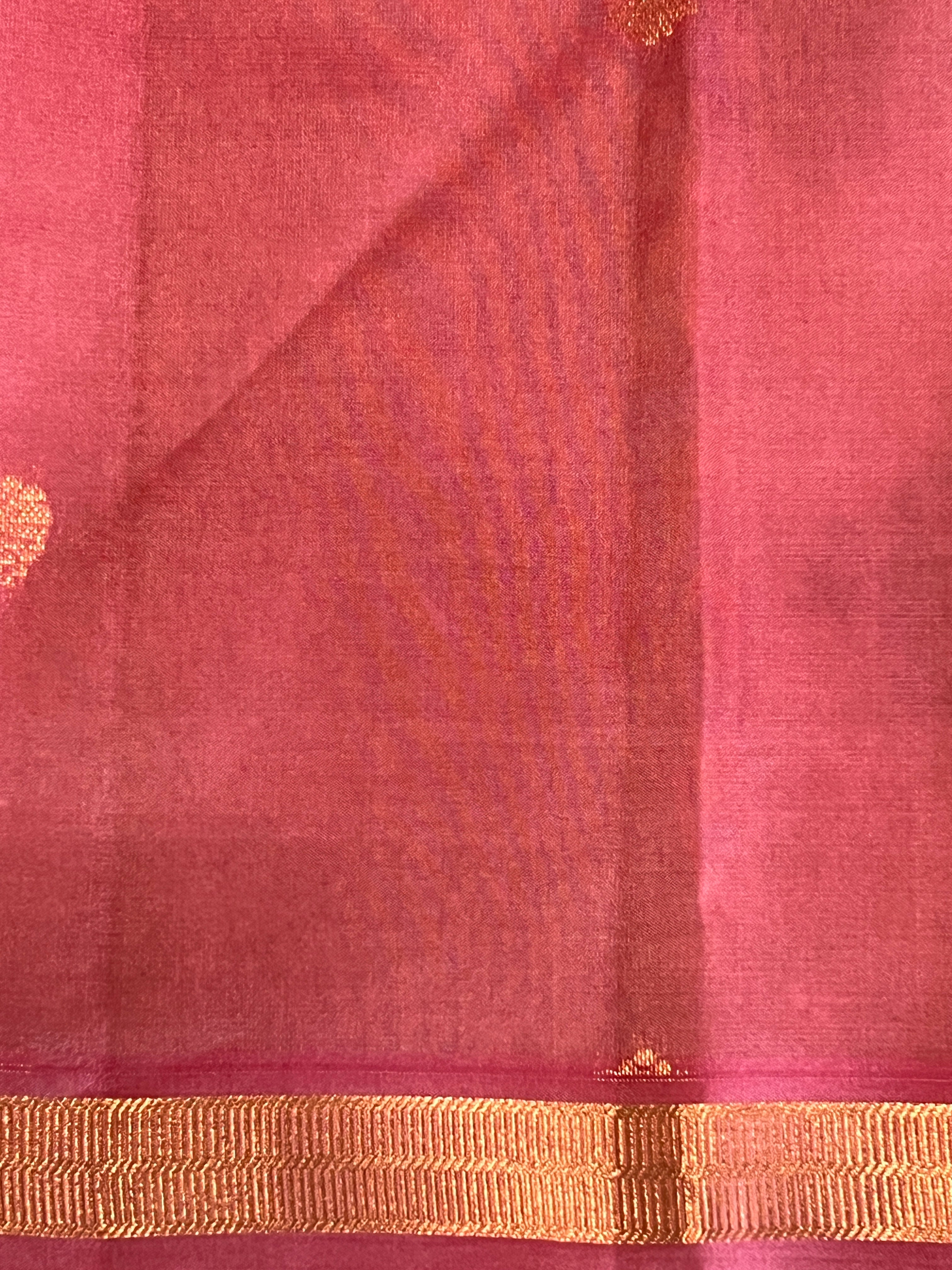 Golden Zari Buta Woven Soft Silk Saree  | RMR128