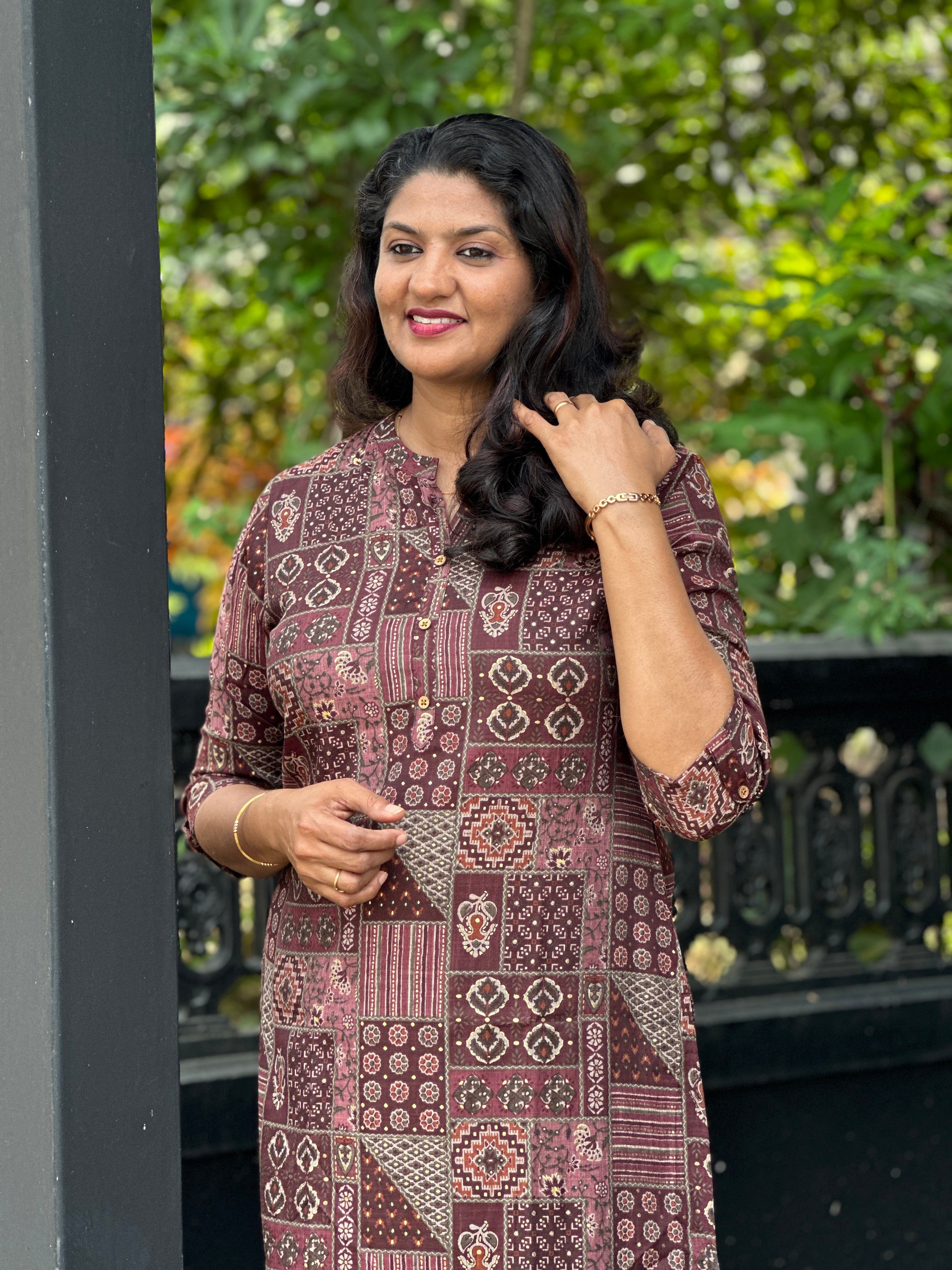Foil Print Pattern Modal Chanderi  Kurta | RGA195