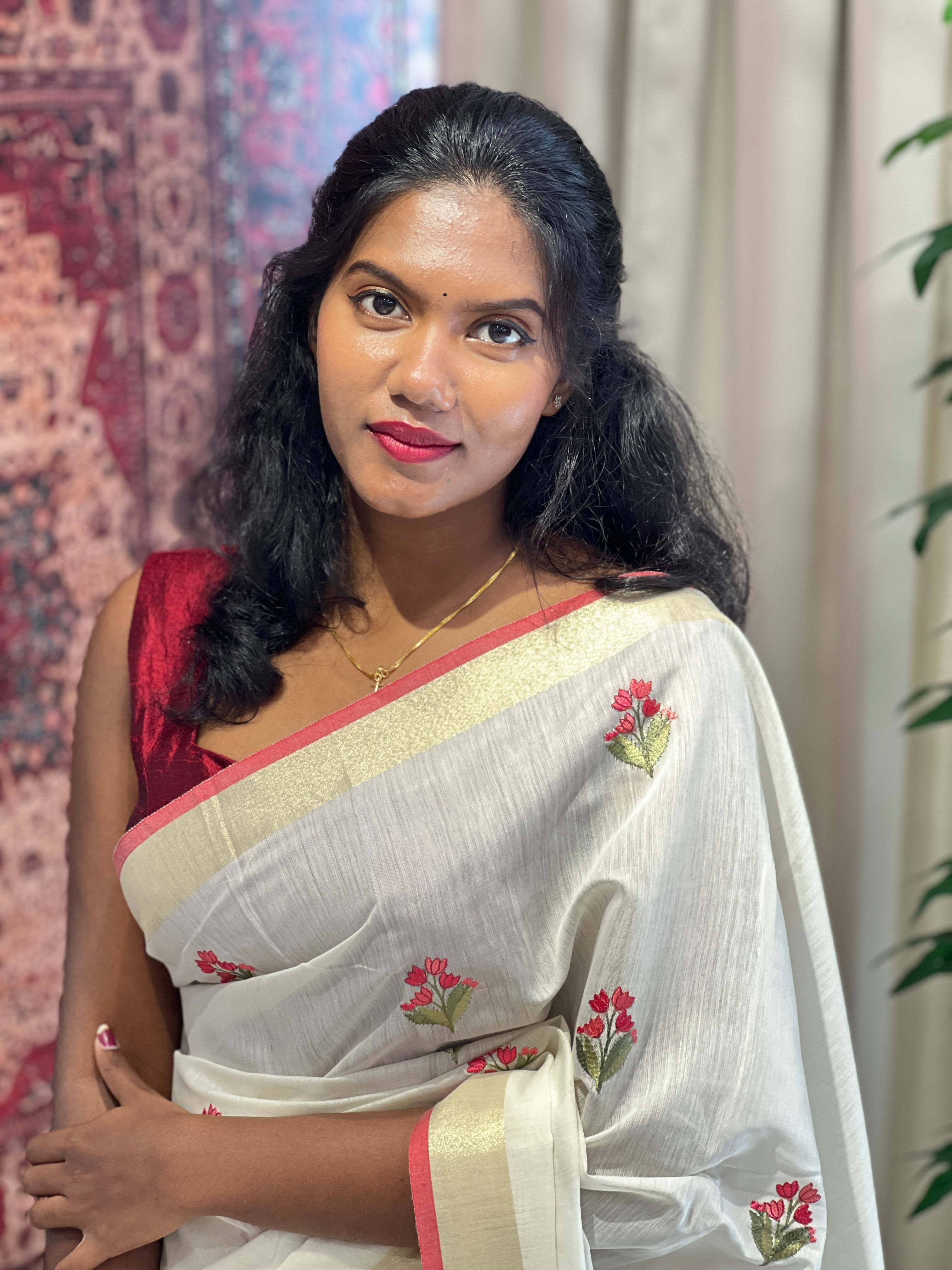 Floral Embroidery Detailed Chanderi Saree | MR412