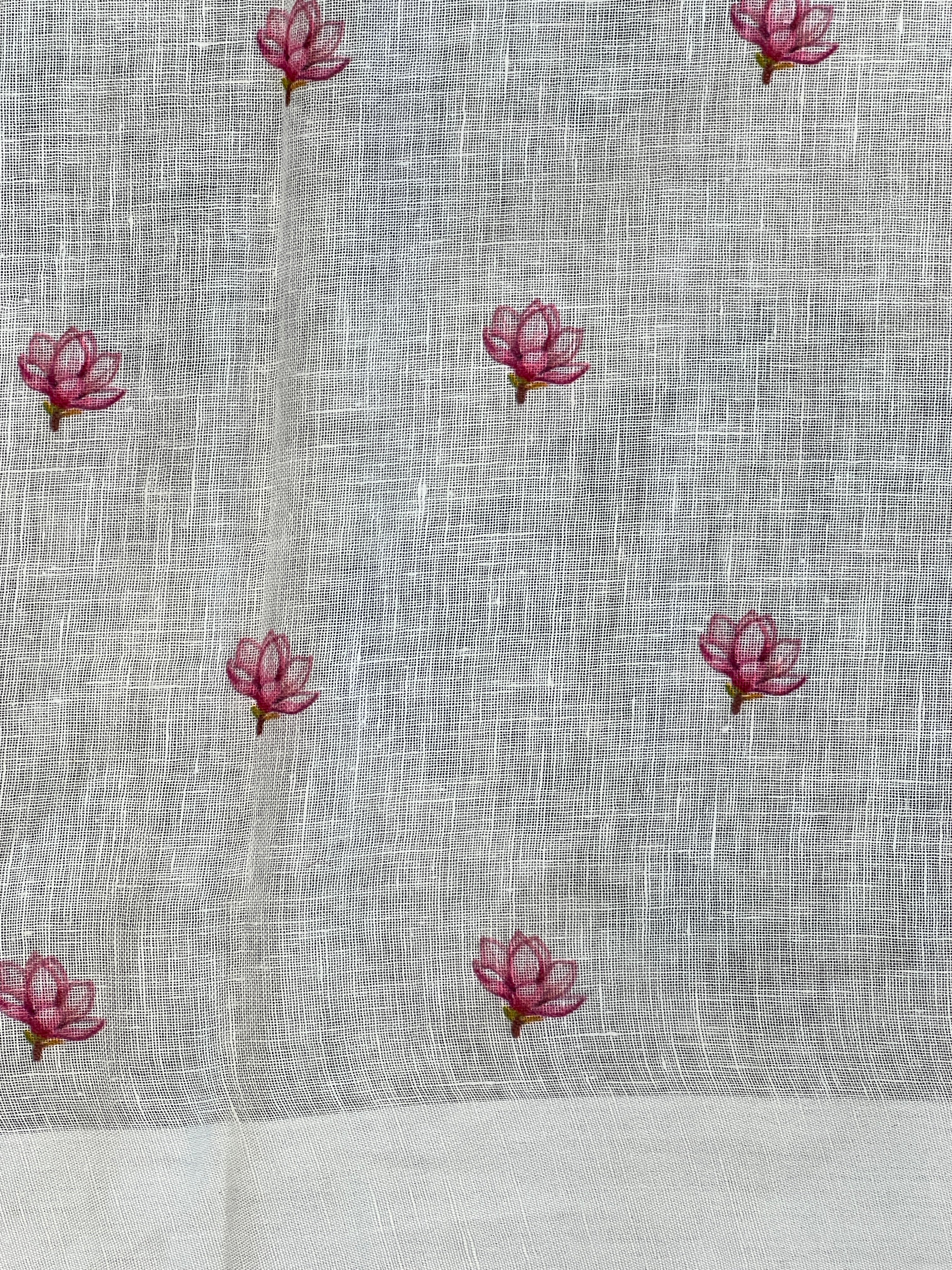 Floral Digital Printed Pure Linen Saree | MR444