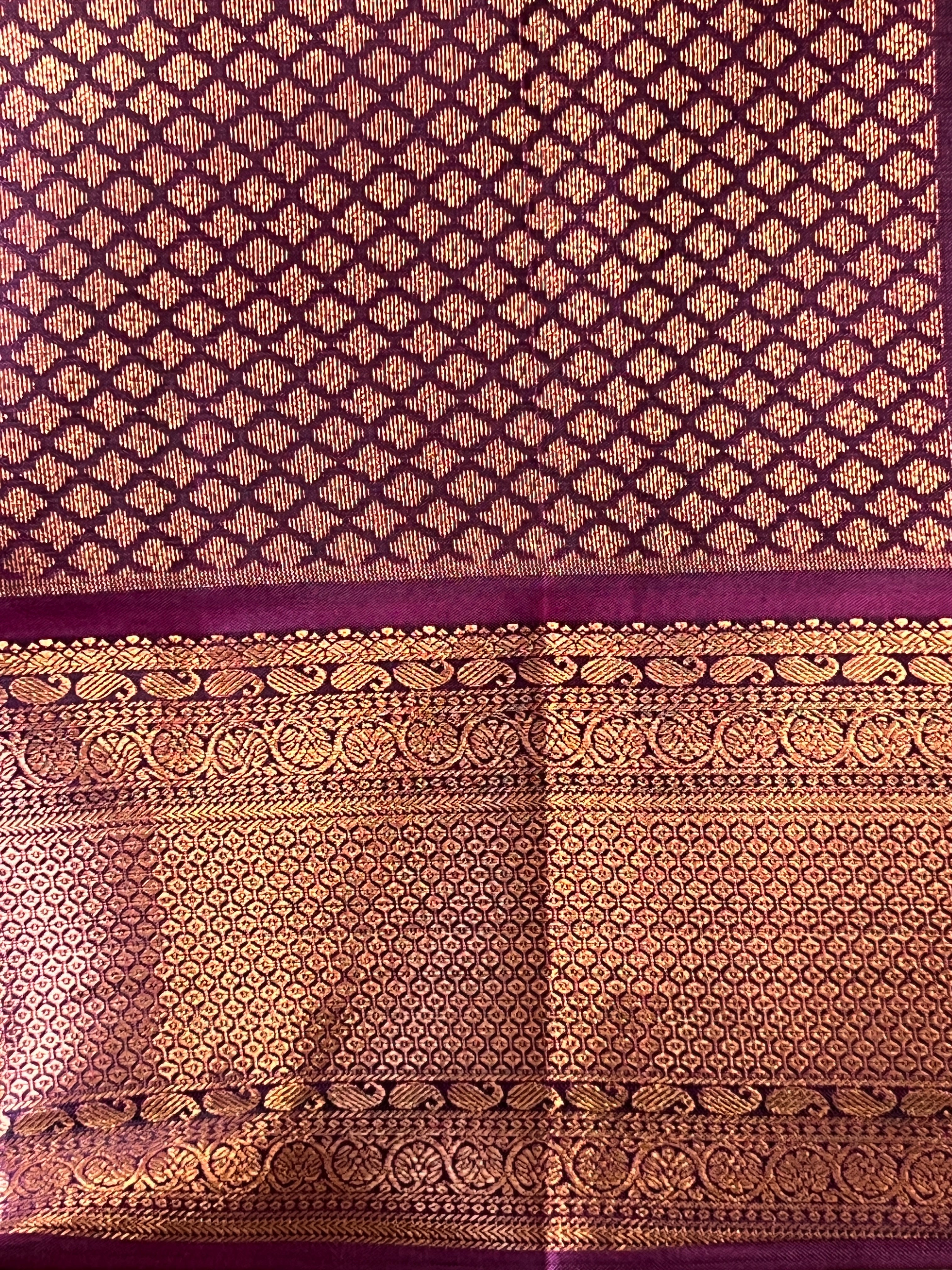Plain Body with Geometrical Pattern Pallu & Border Soft Silk Saree | RMR138
