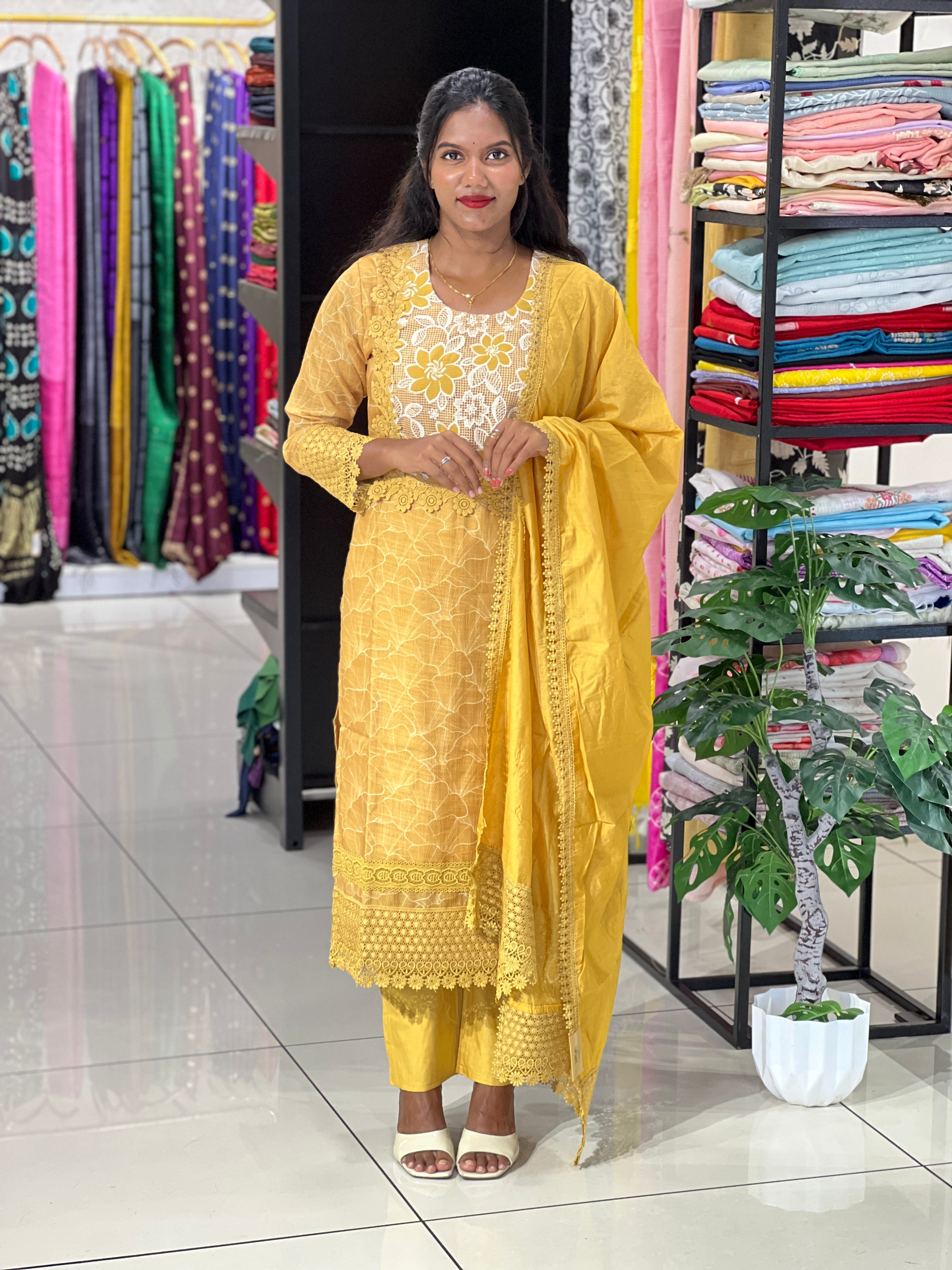 Sublimation Printed Semi Tussar Kurta Set | FW404
