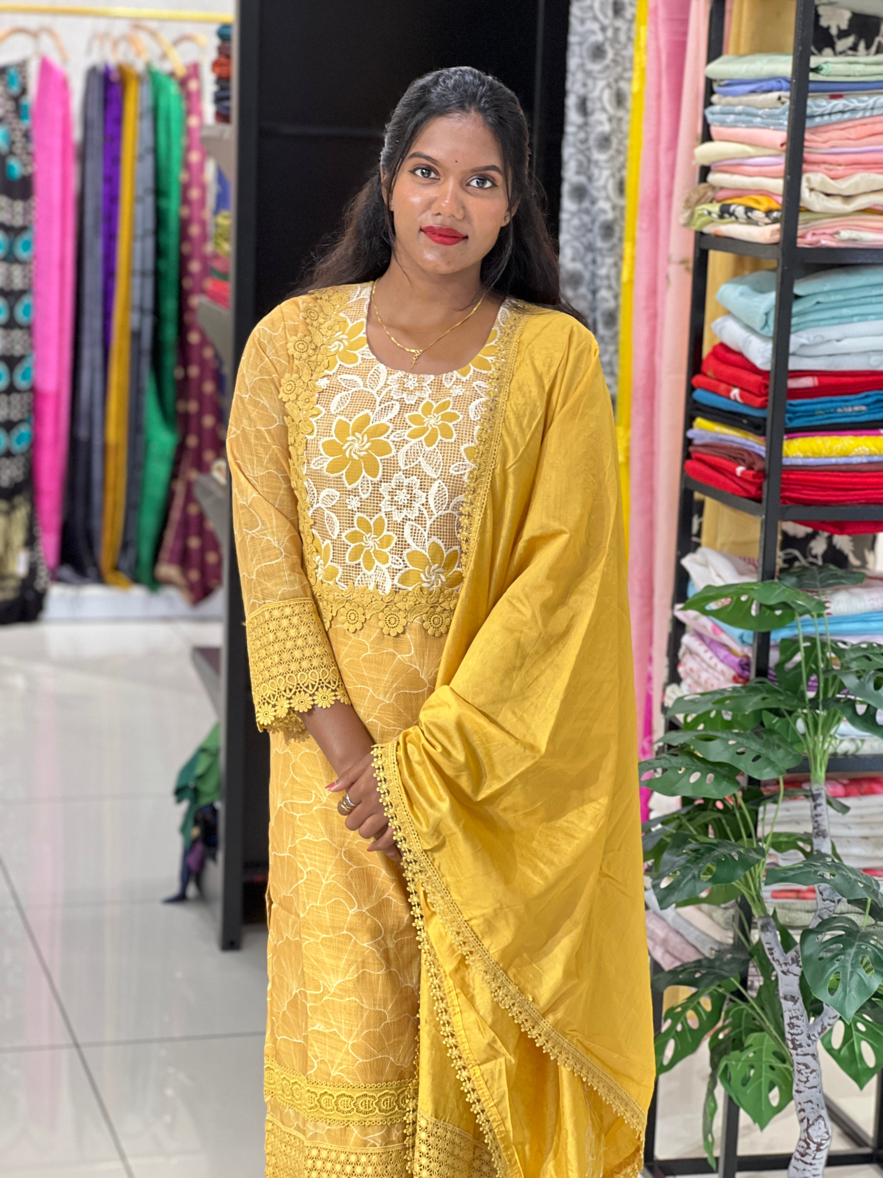 Sublimation Printed Semi Tussar Kurta Set | FW404