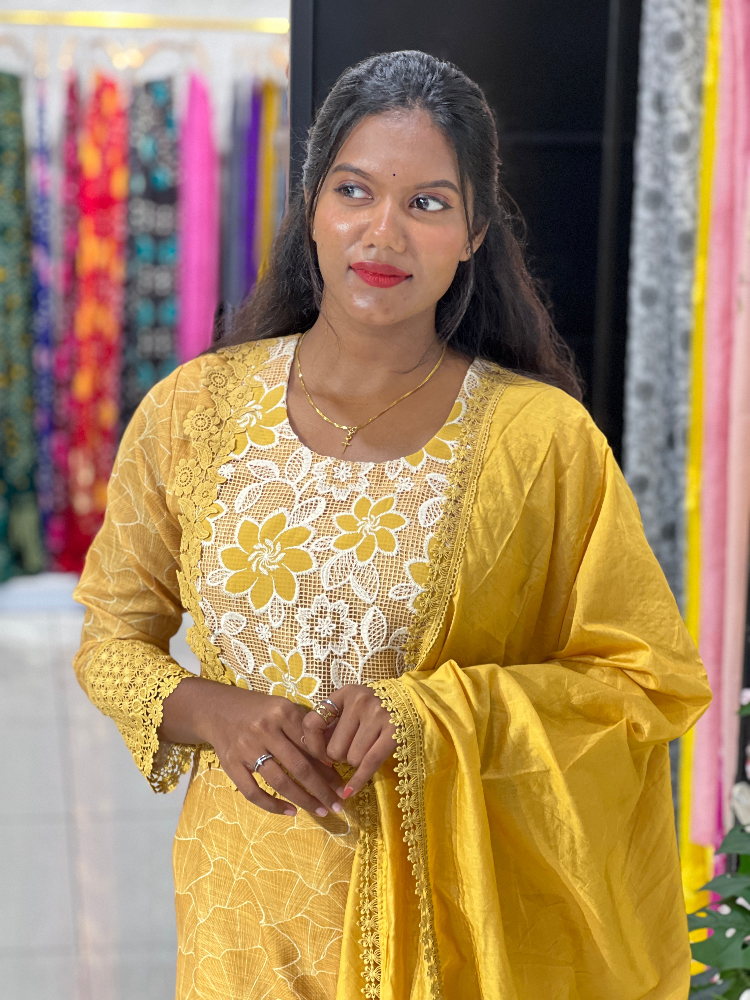 Sublimation Printed Semi Tussar Kurta Set | FW404
