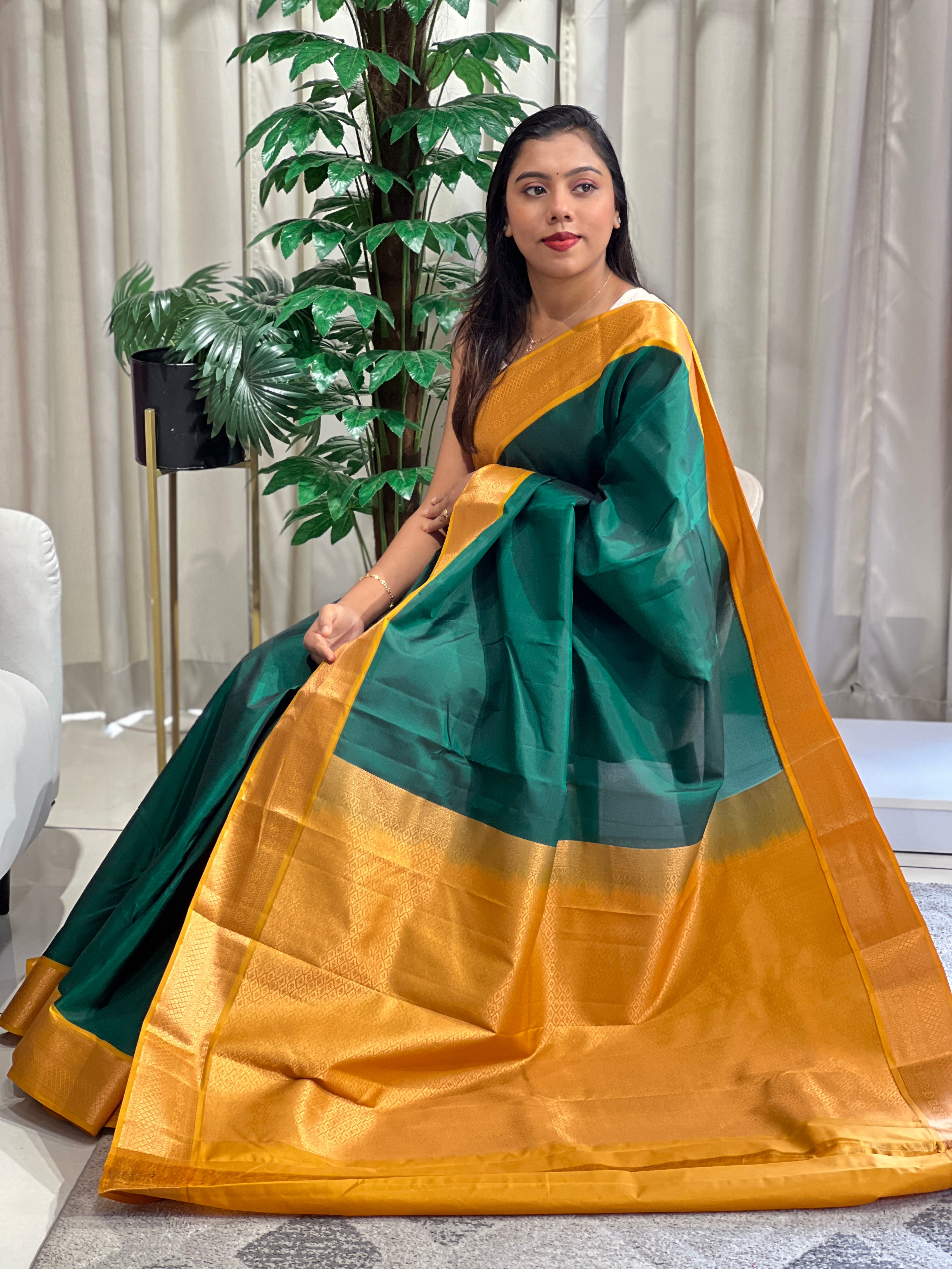 Contrast Pattern Border Soft Silk Saree | RMR134
