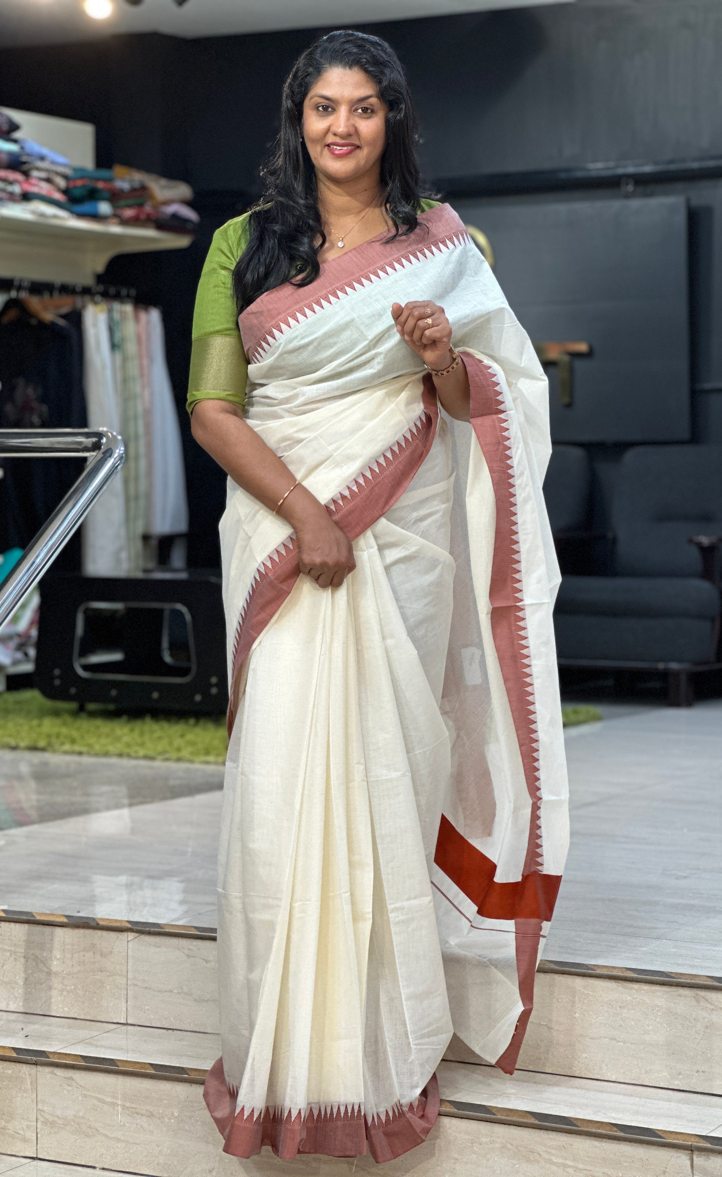 Temple Border Pattern Kerala Cotton Saree | RLF131