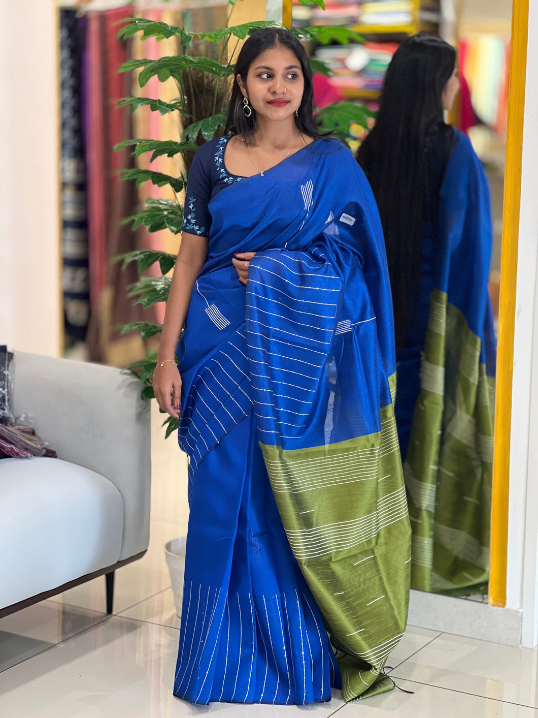 Stripe Patterned Semi Silk Saree | PD423