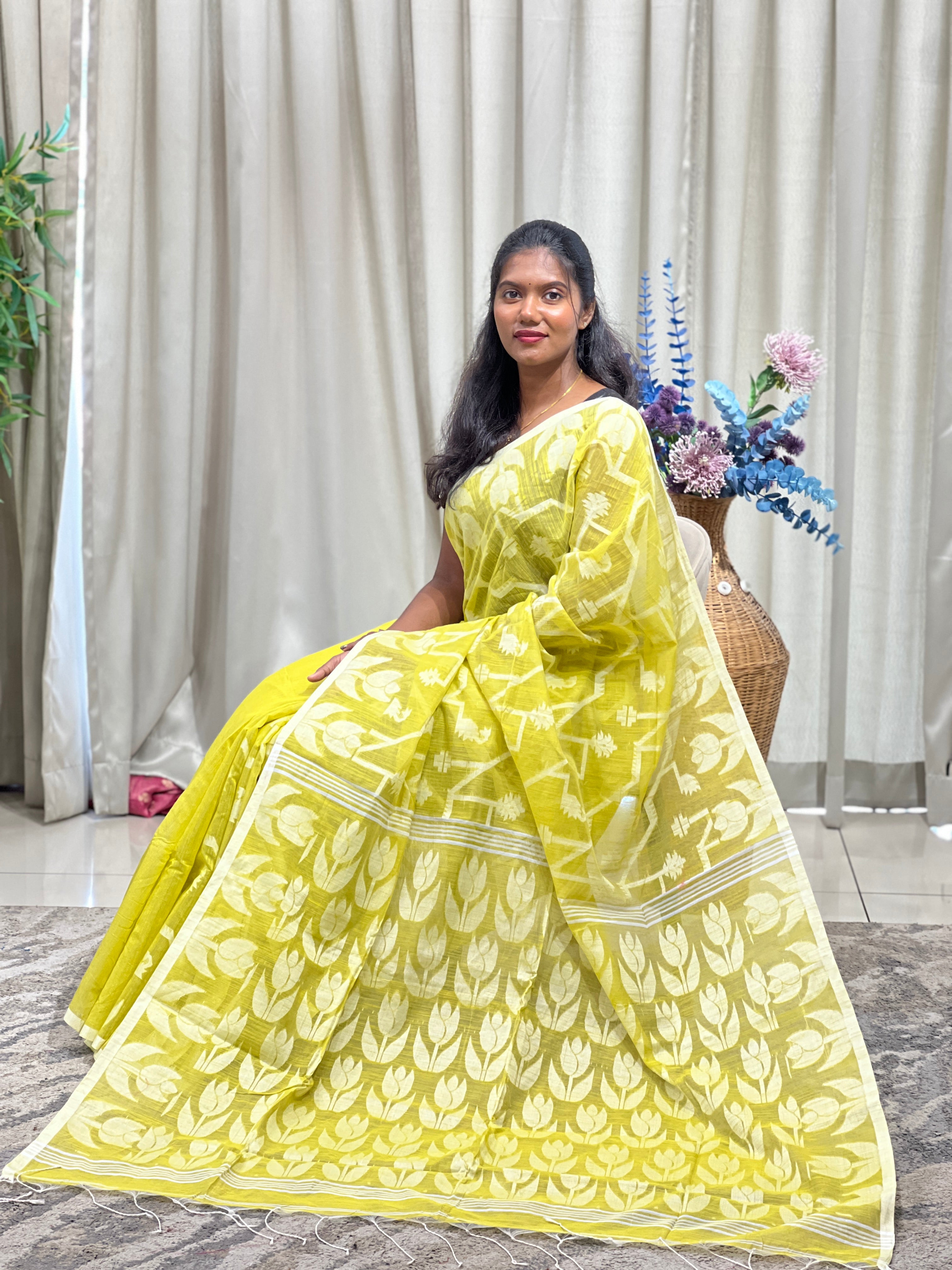 Jamdani weaving Pattern Staple Cotton Saree | RP858
