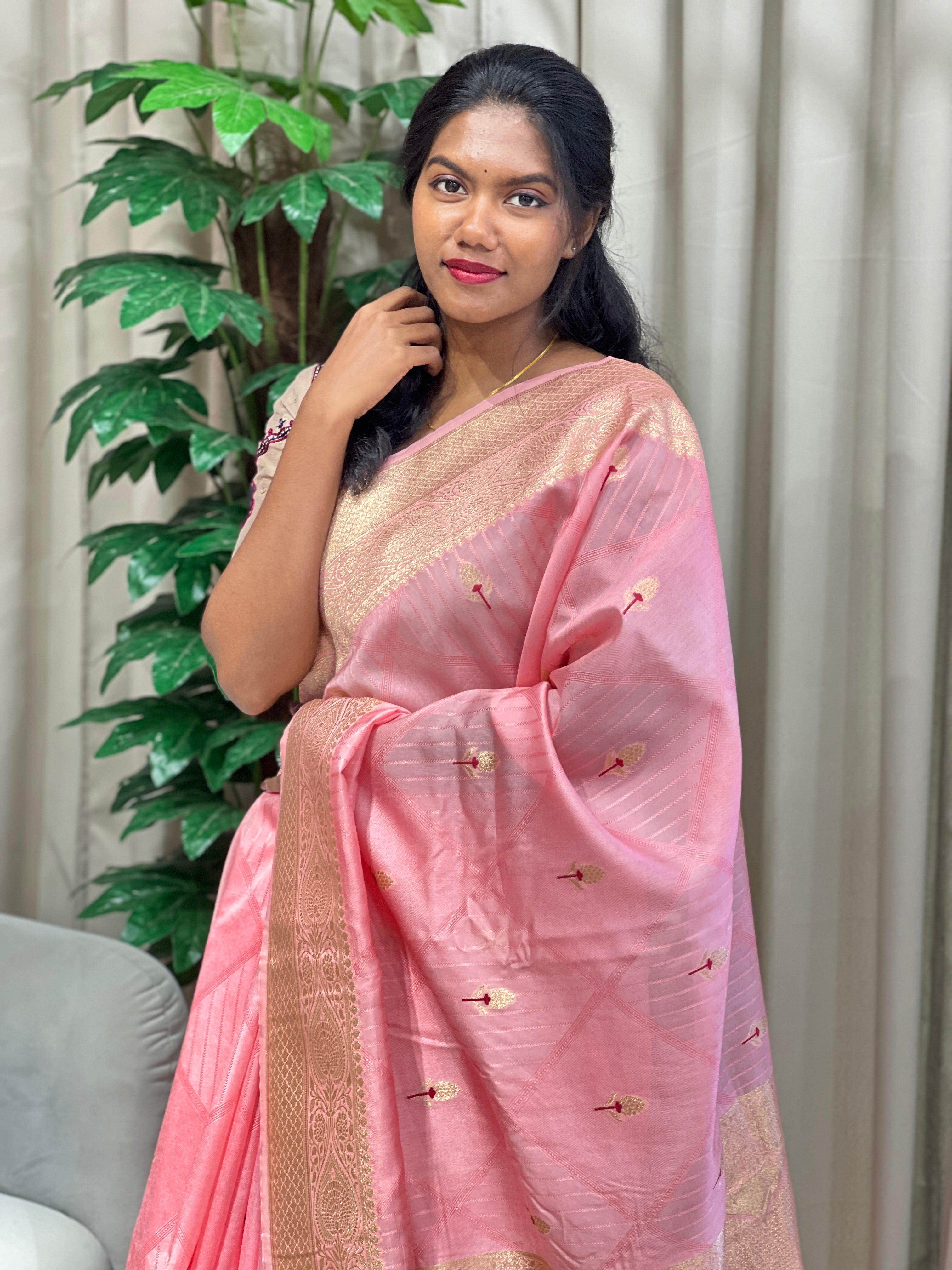 Zari And Thread Woven Banarasi Silk Saree | NN446