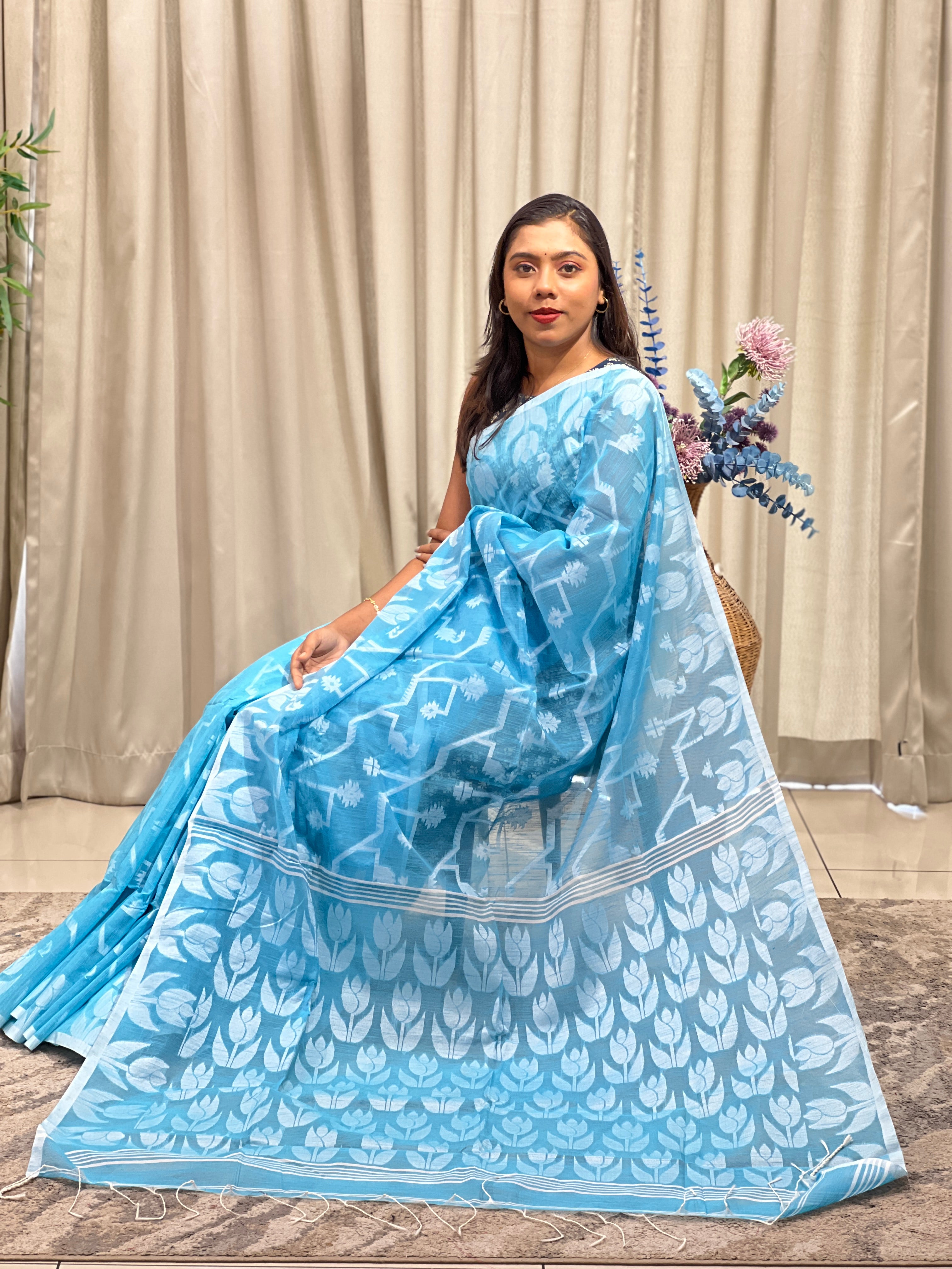 Jamdani weaving Pattern Staple Cotton Saree | RP859