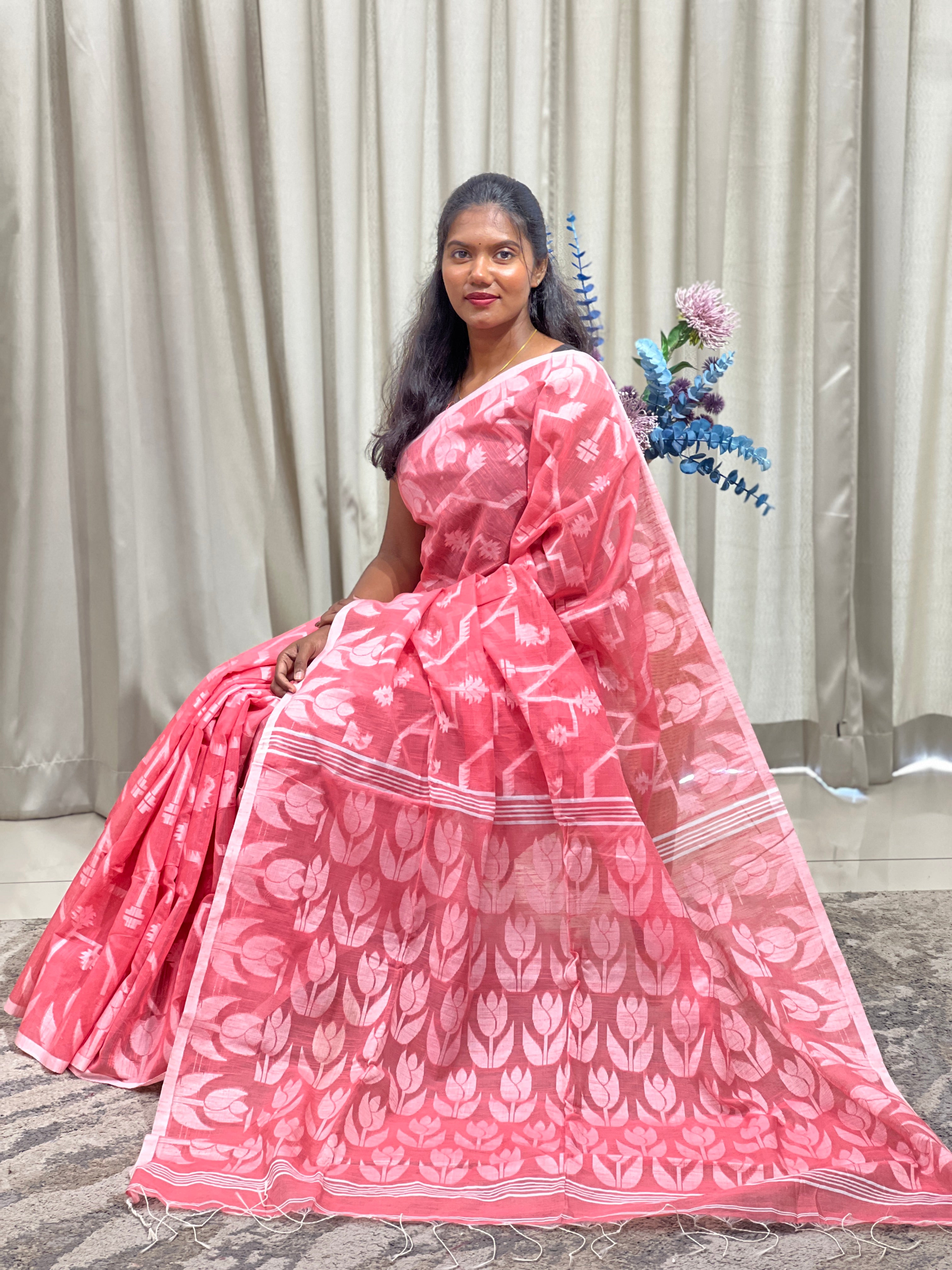 Jamdani weaving Pattern Staple Cotton Saree | RP860