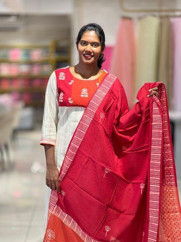 Kantha Woven Cotton Kurta Set | DE158