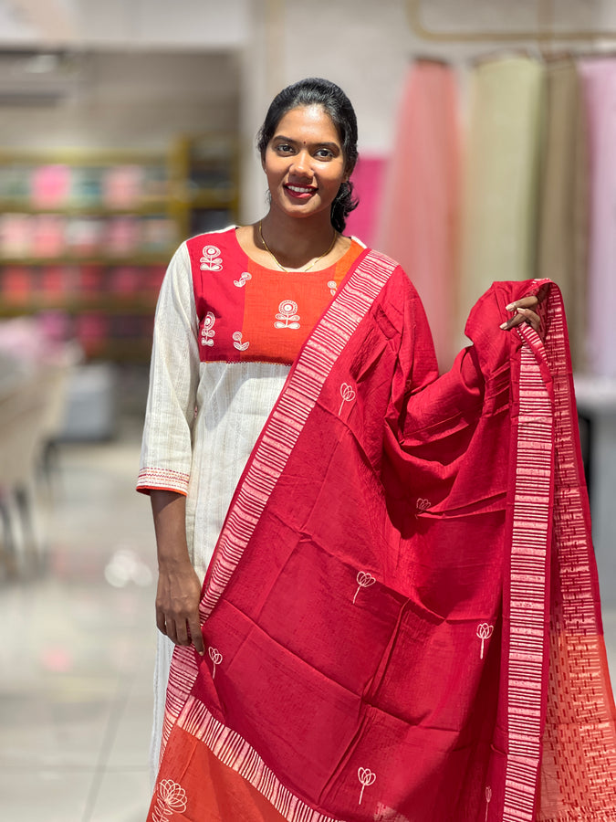 Kantha Woven Cotton Kurta Set | DE158
