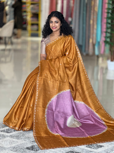 Hand Mirror Worked Tussar Saree | RGD265