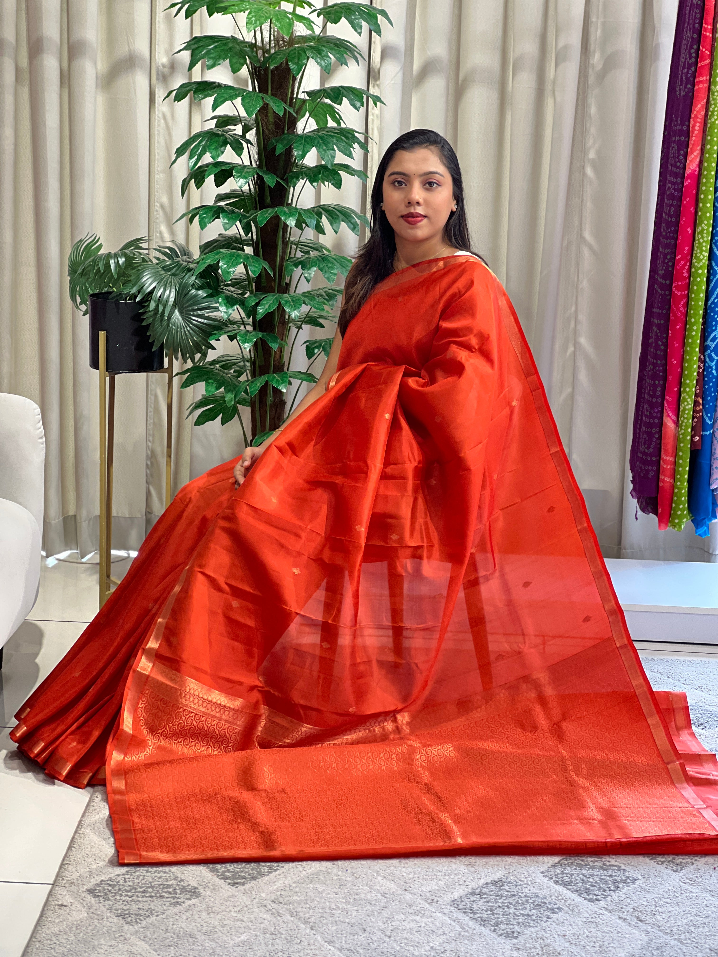 Golden Zari Buta Woven Soft Silk Saree |  RMR127