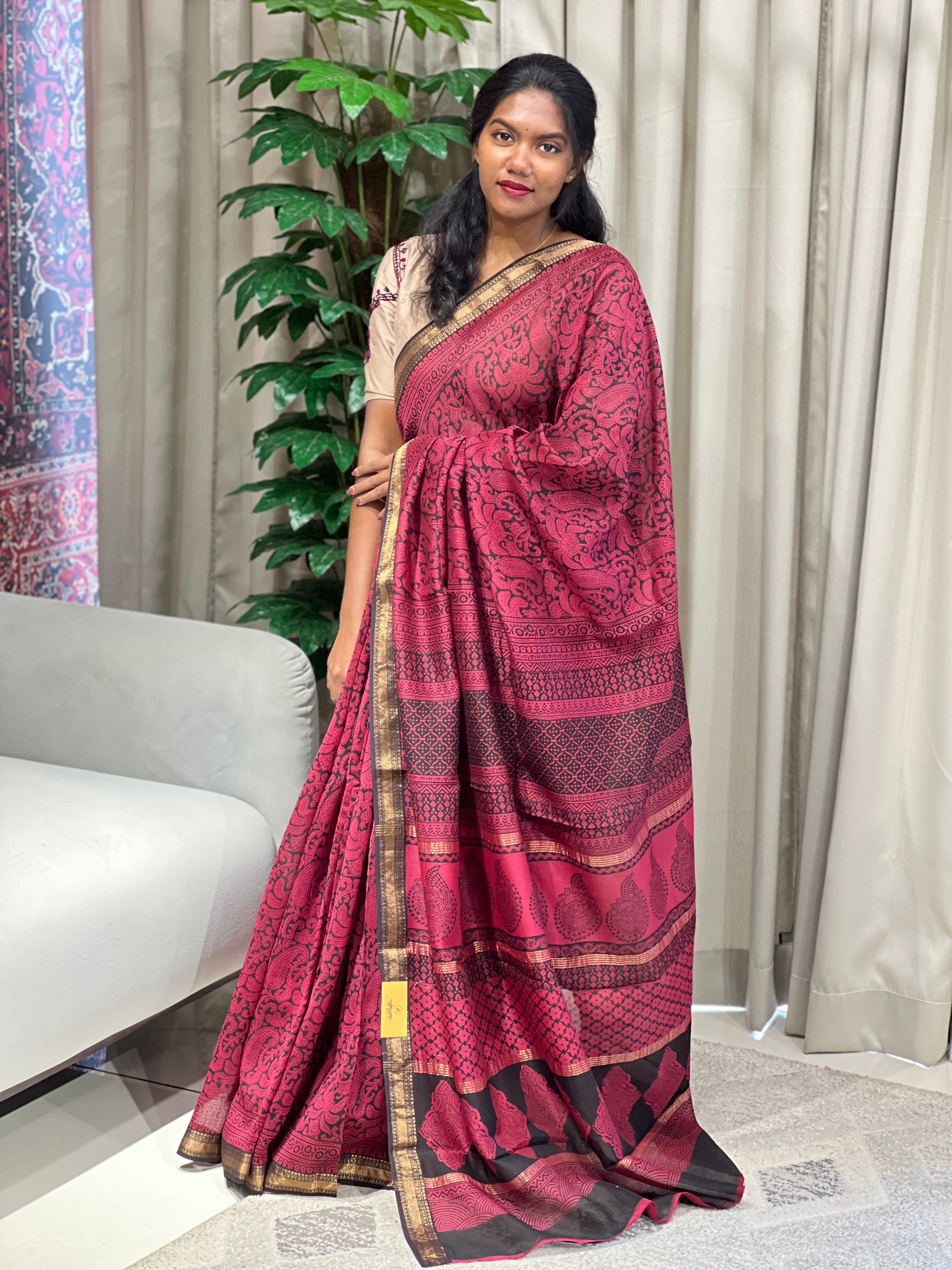 Mangalgiri Border Detailed Chanderi Saree | SVF208