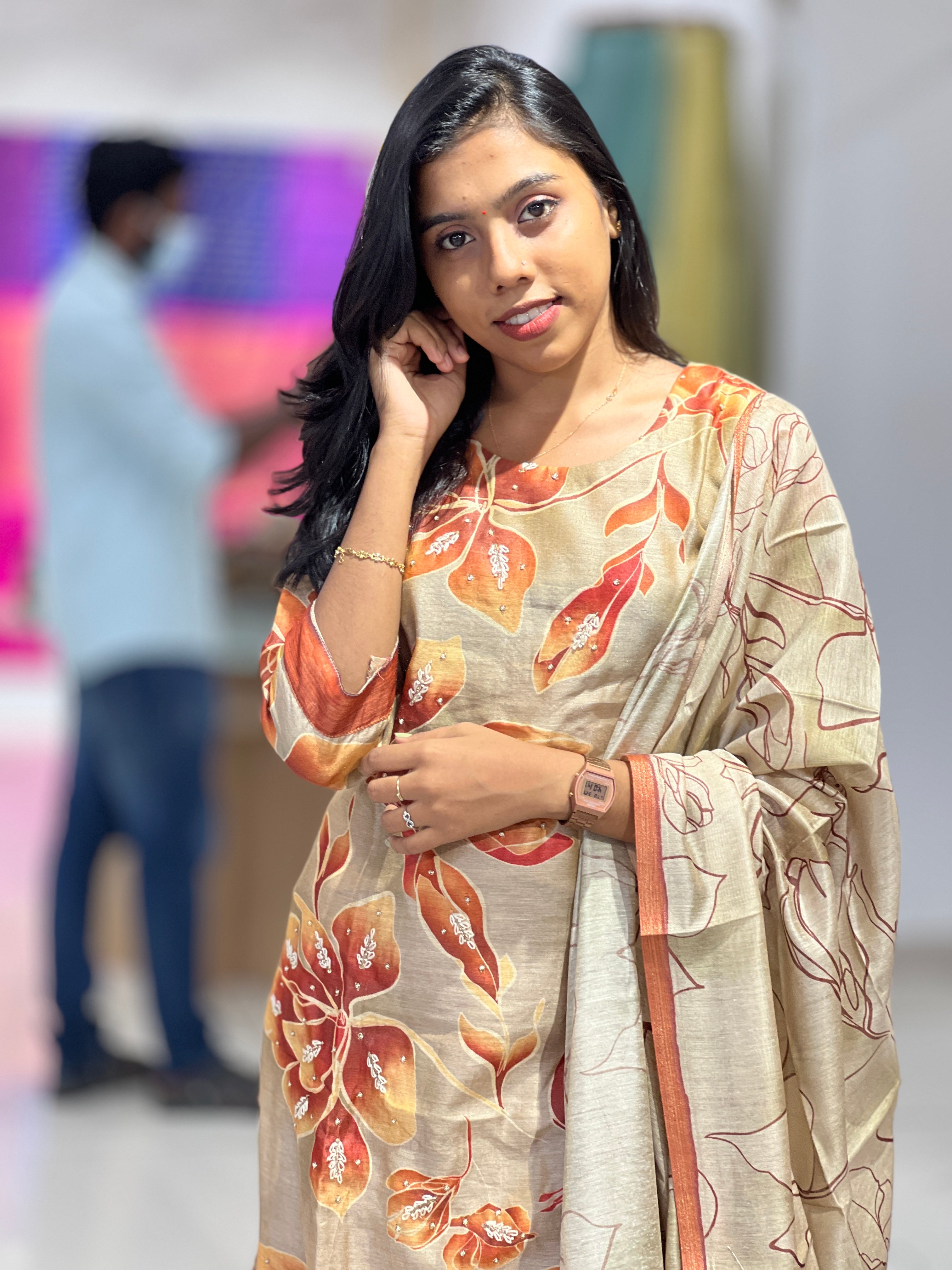Digital Printed Pattern Chanderi Finish Kurta Set | VAN158