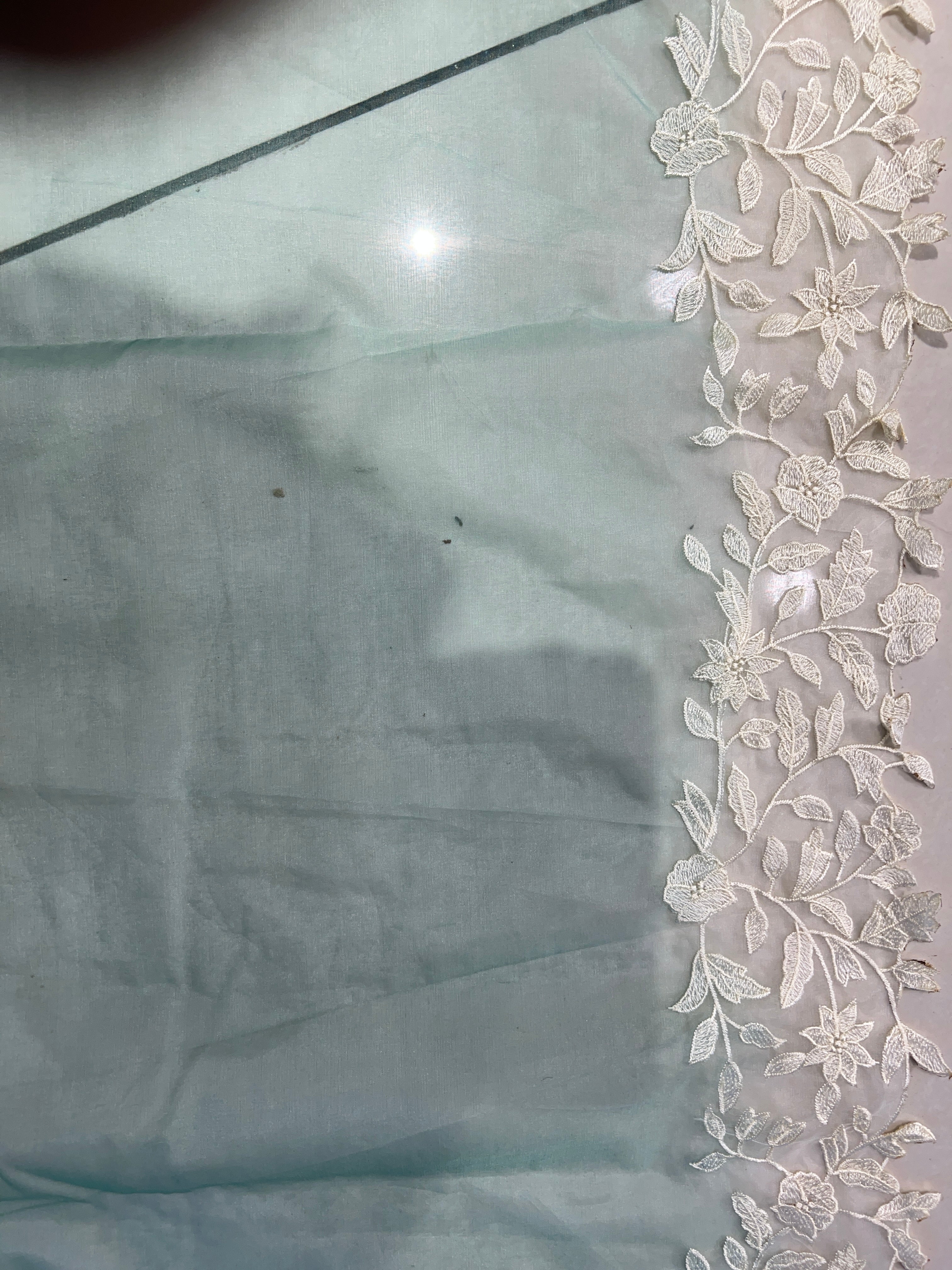 Floral Embroidered Organza Saree | SBP1033