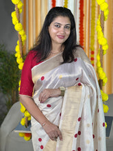 Polka Dot Weaved Semi Silk Saree | HT195