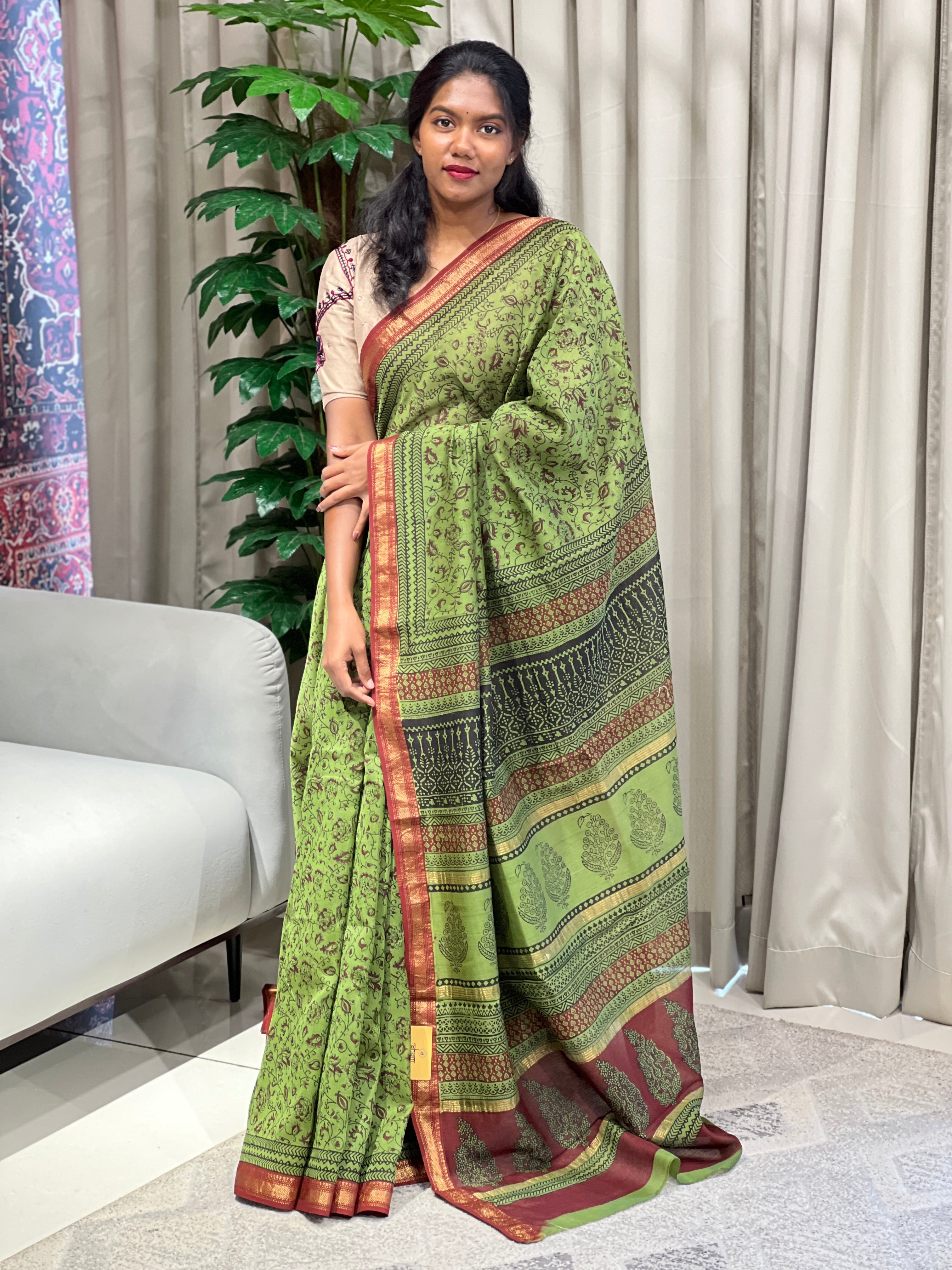 Mangalgiri Border Detailed Chanderi Saree | SVF197