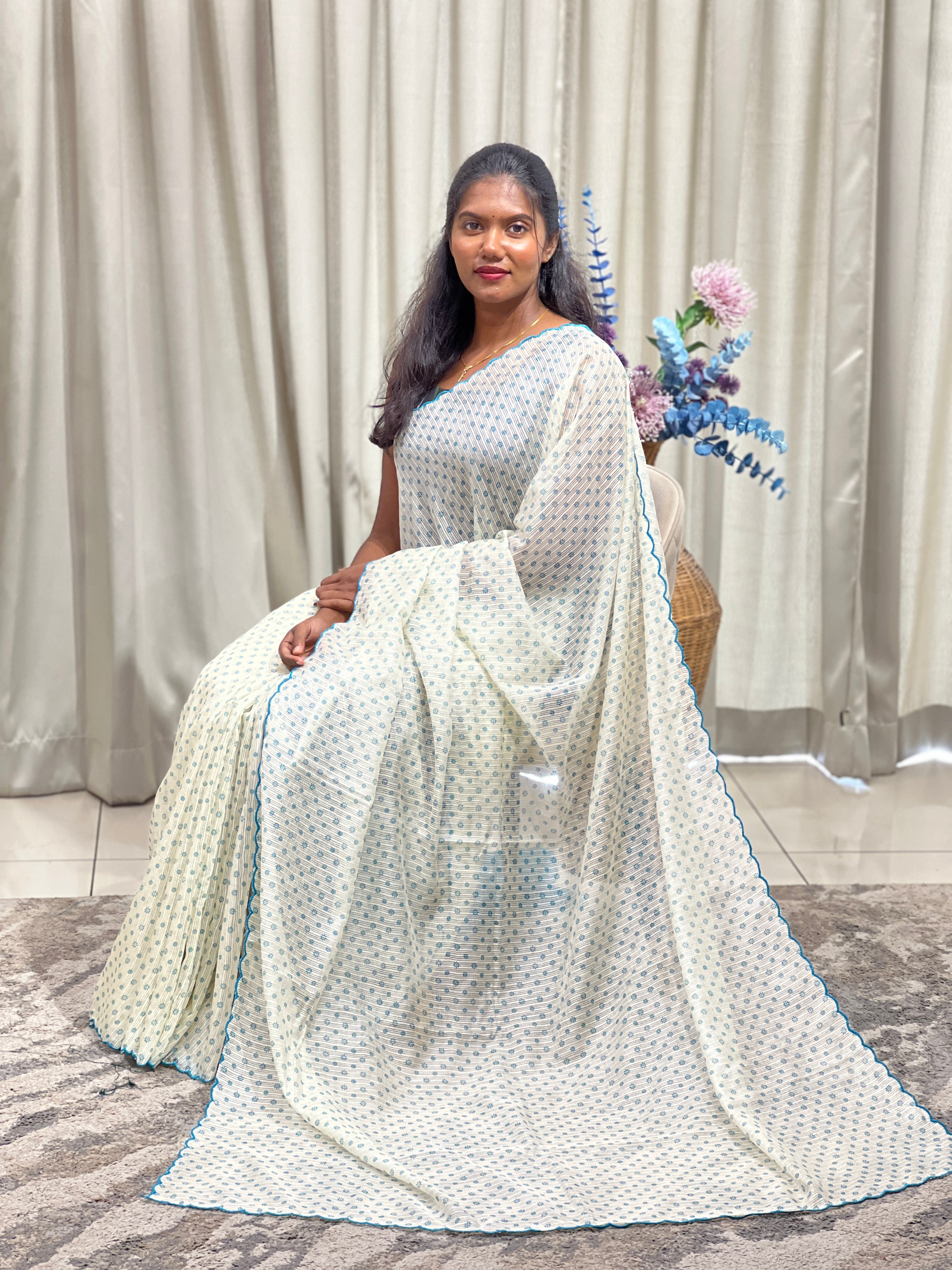 Floral Printed Pattern Silky Kota Saree | SS1491
