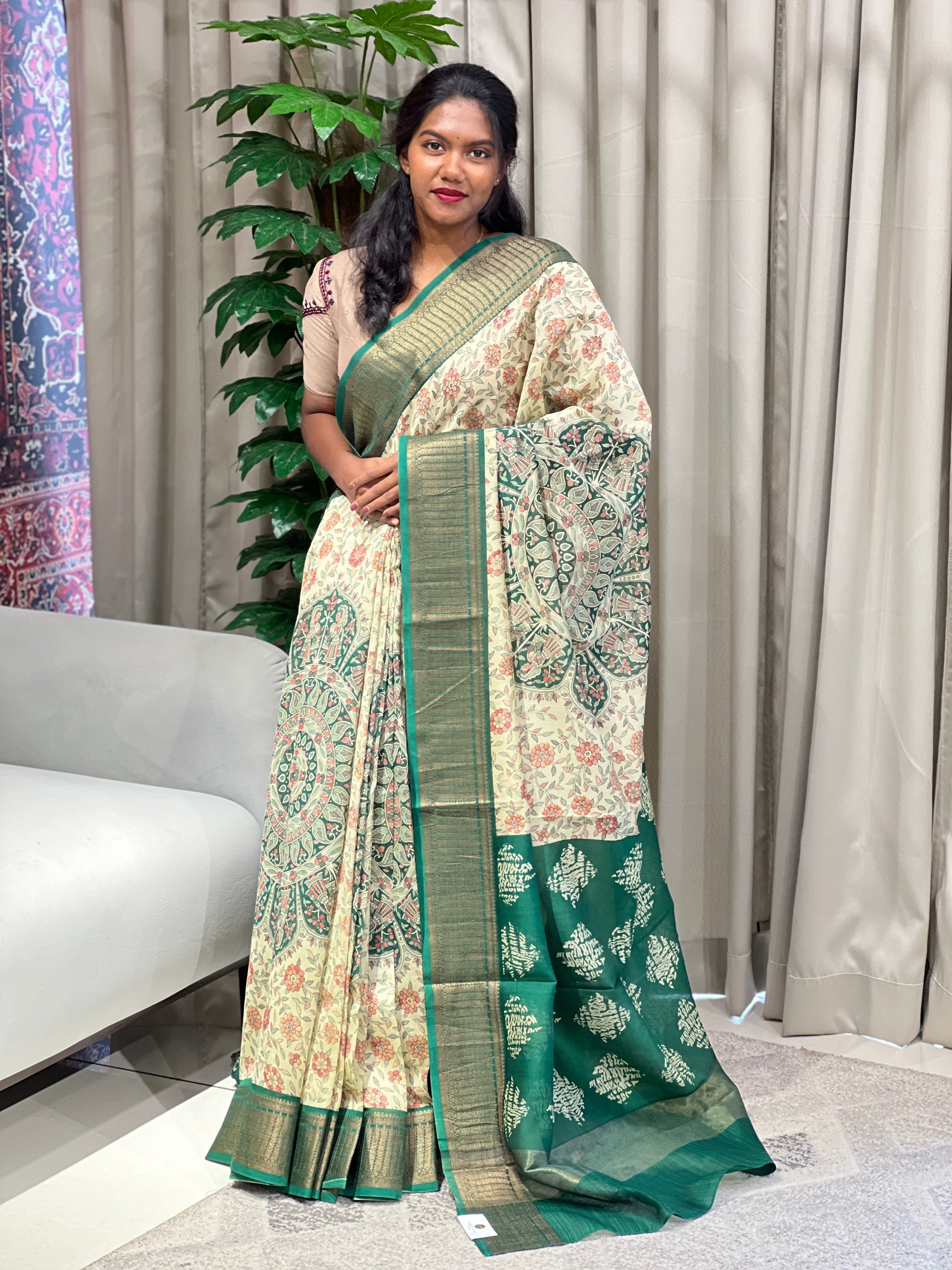 Madhubani Print Patterned Chanderi Saree | RGD936R