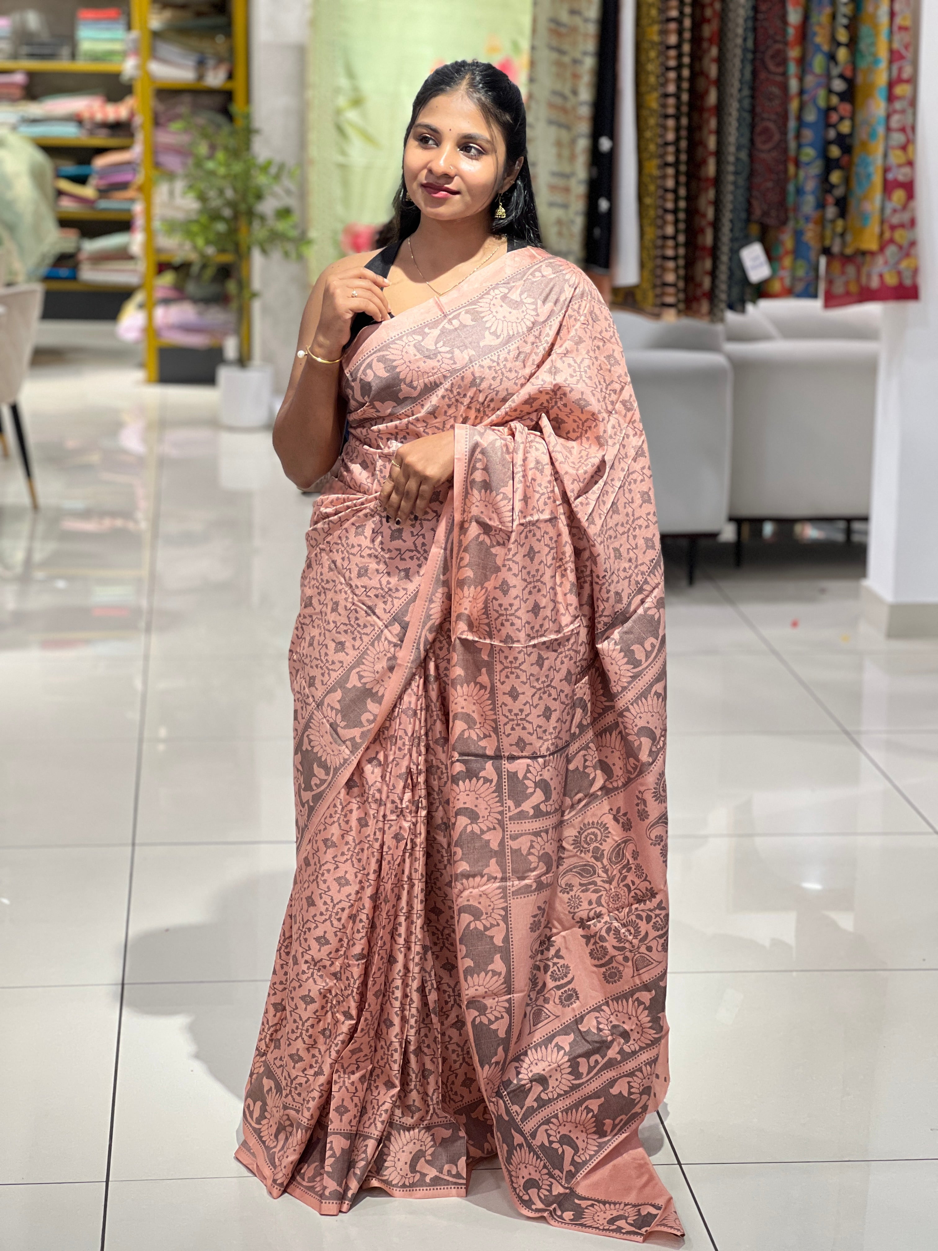 Geometrical Printed Semi Silk Saree | RMP122