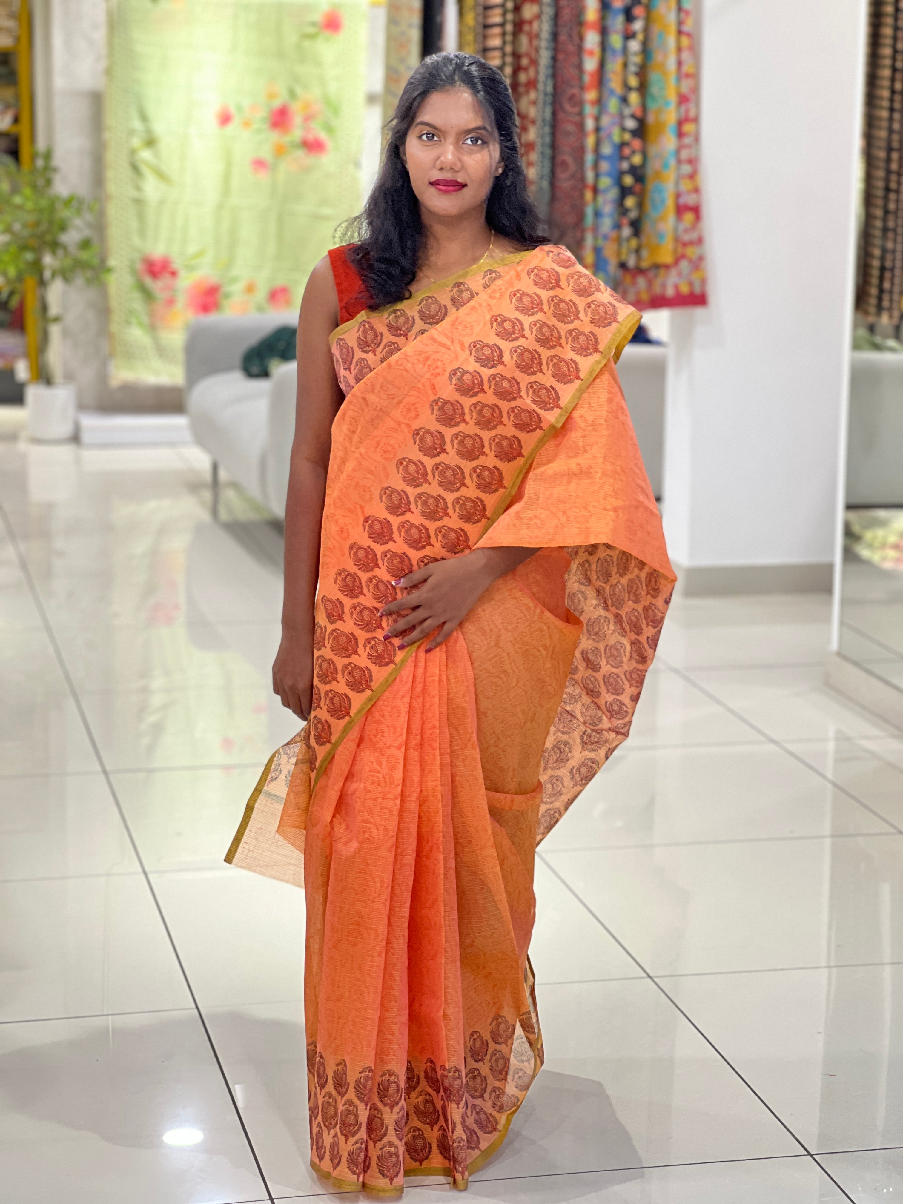 Floral Printed Silky Kota Saree | JSC362