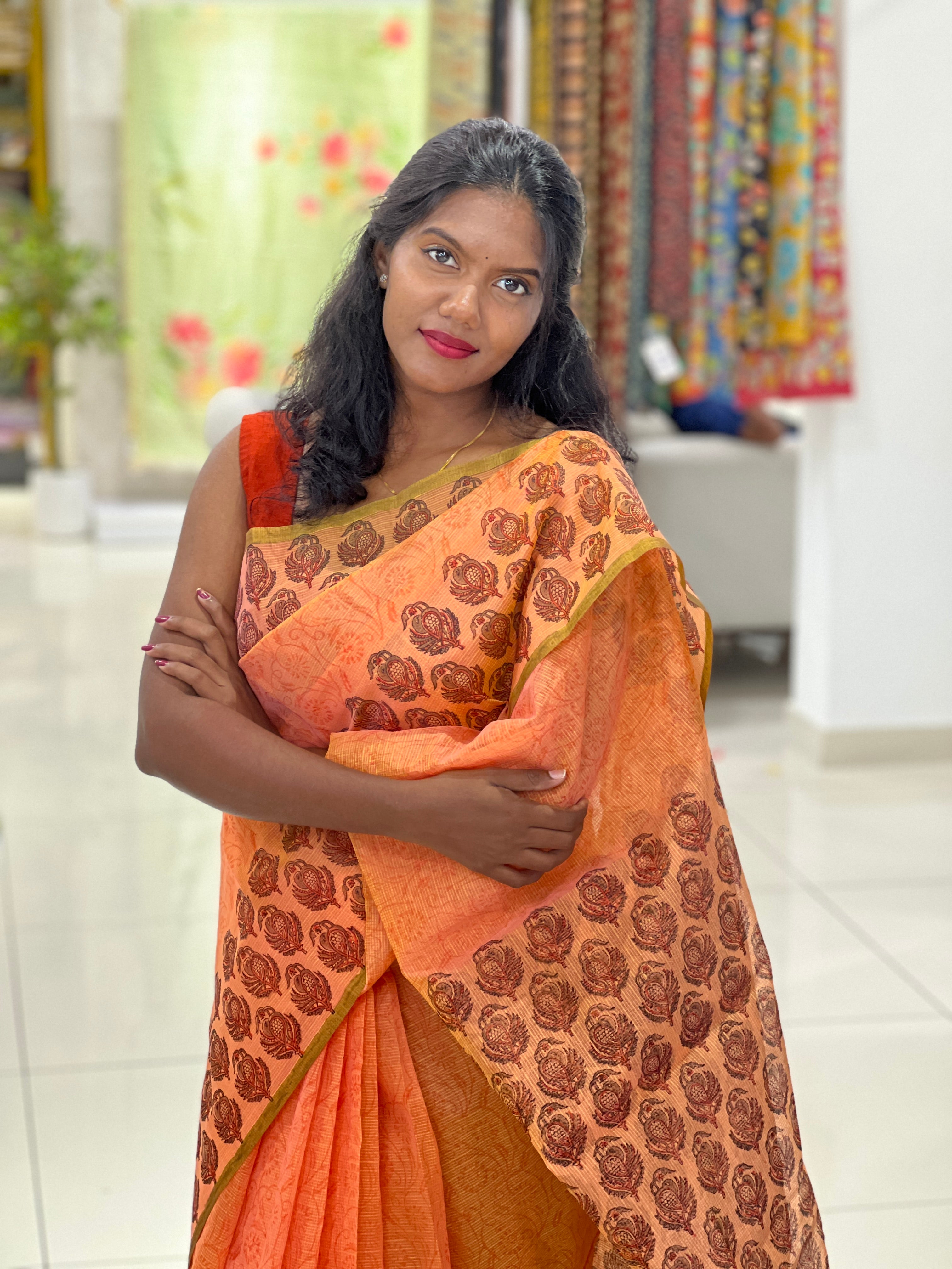 Floral Printed Silky Kota Saree | JSC362