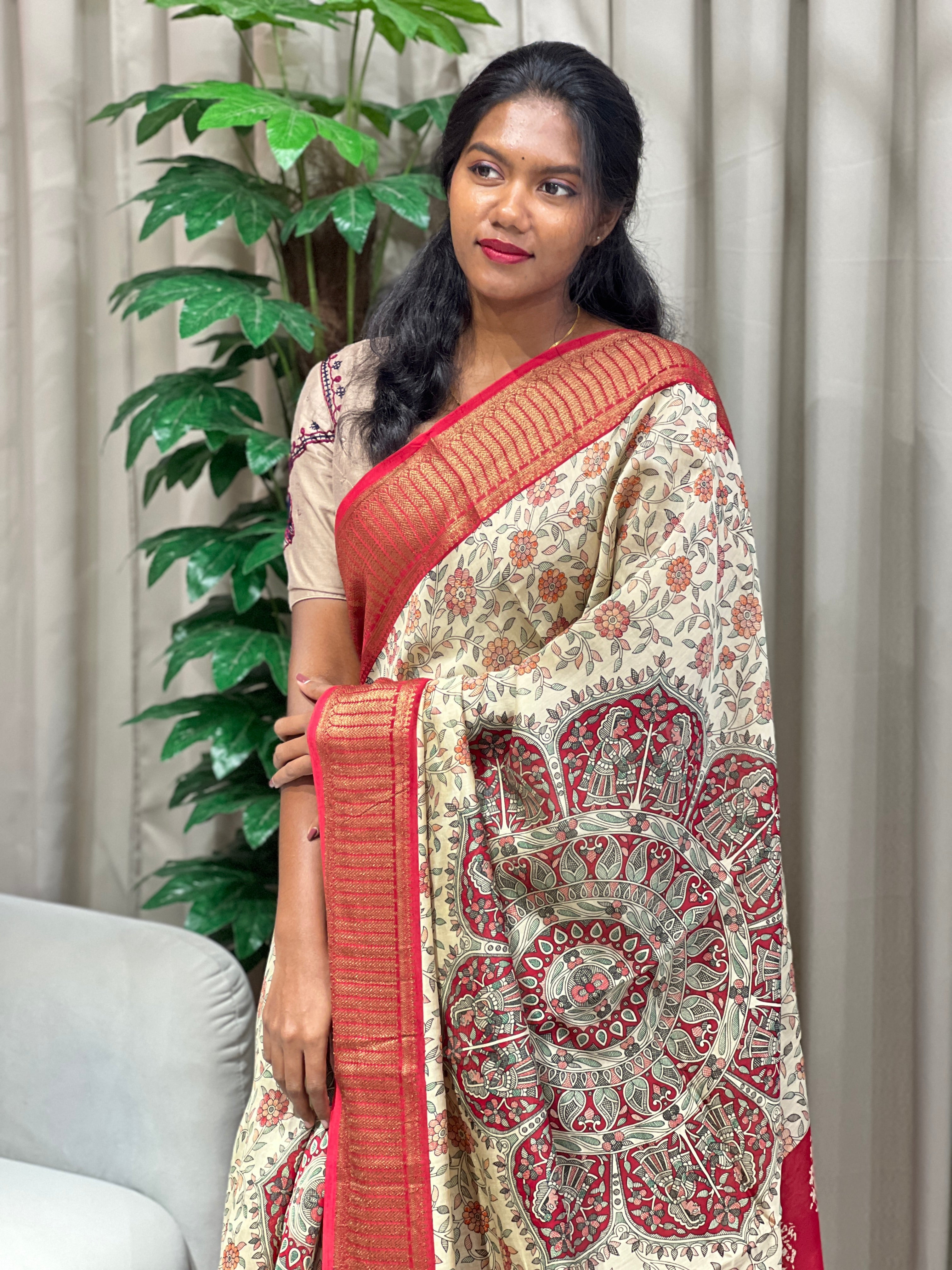 Madhubani Print Patterned Chanderi Saree | RGD937R