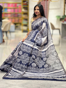 Batik Printed Pattern Chanderi Silk Saree | LP166