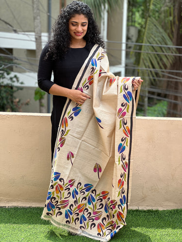 Kantha Embroidery Pattern Tussar Dupatta | AHD1069