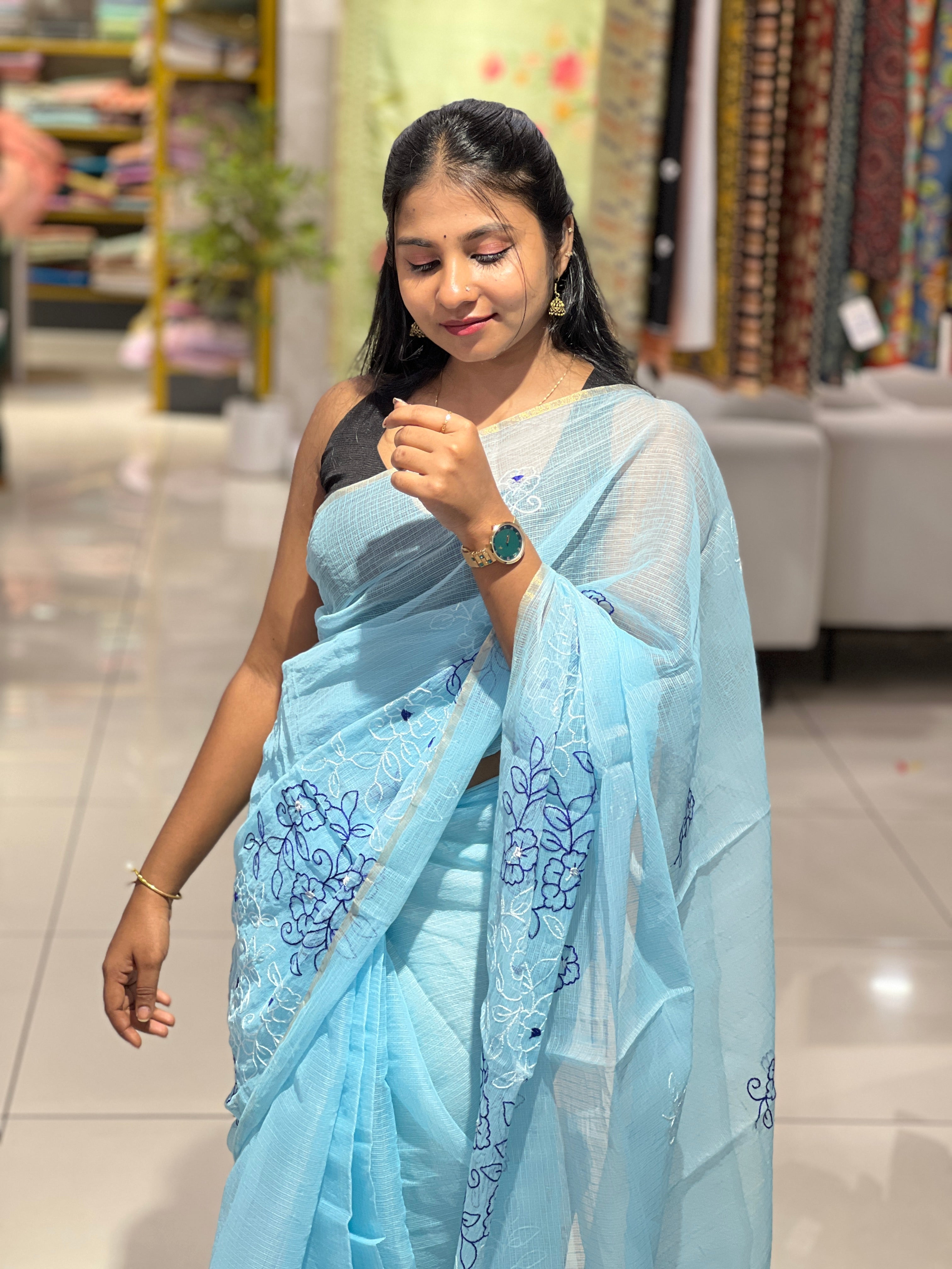 Floral Embroidery Detailed Kota Saree | RK298