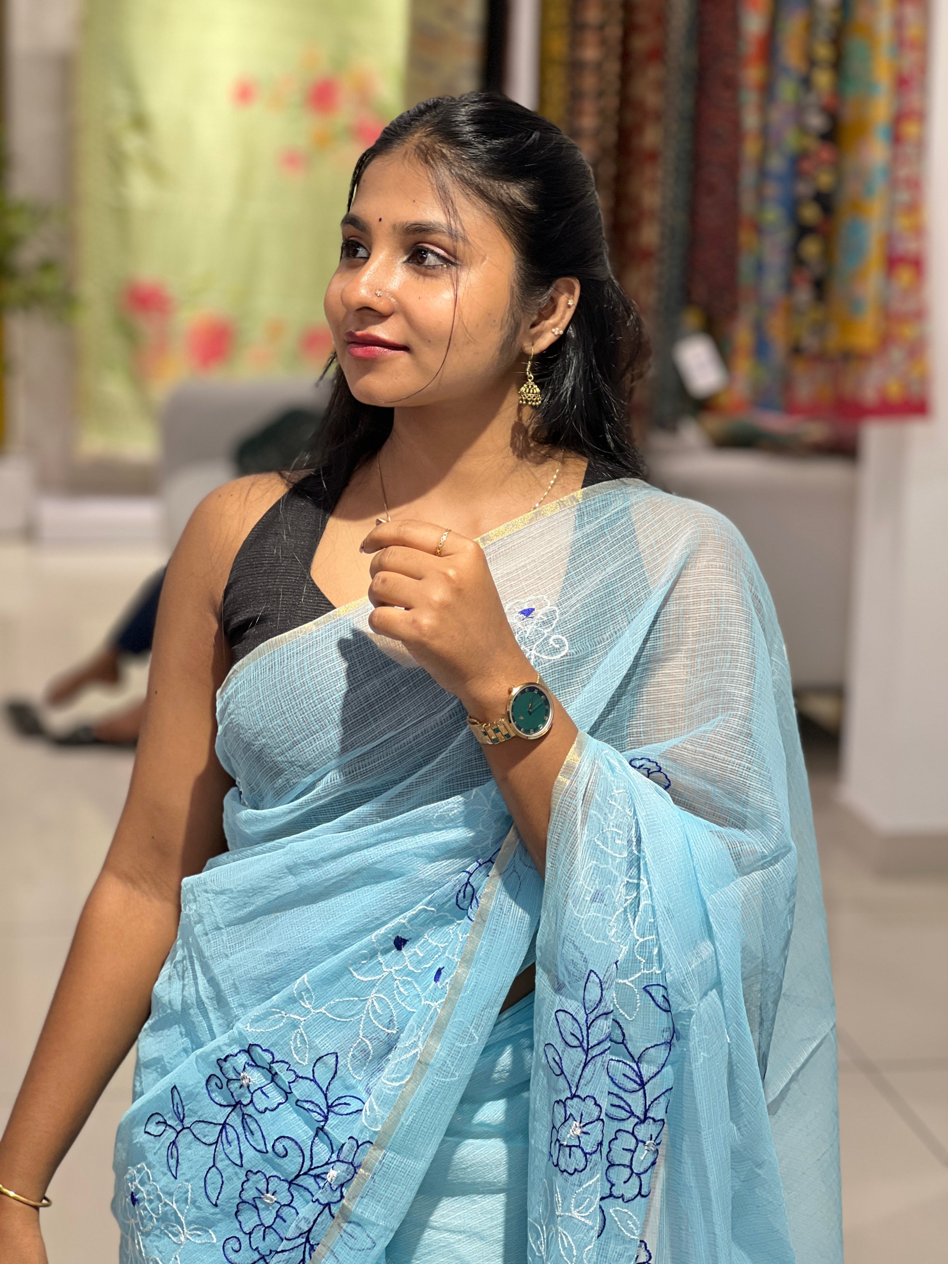 Floral Embroidery Detailed Kota Saree | RK298