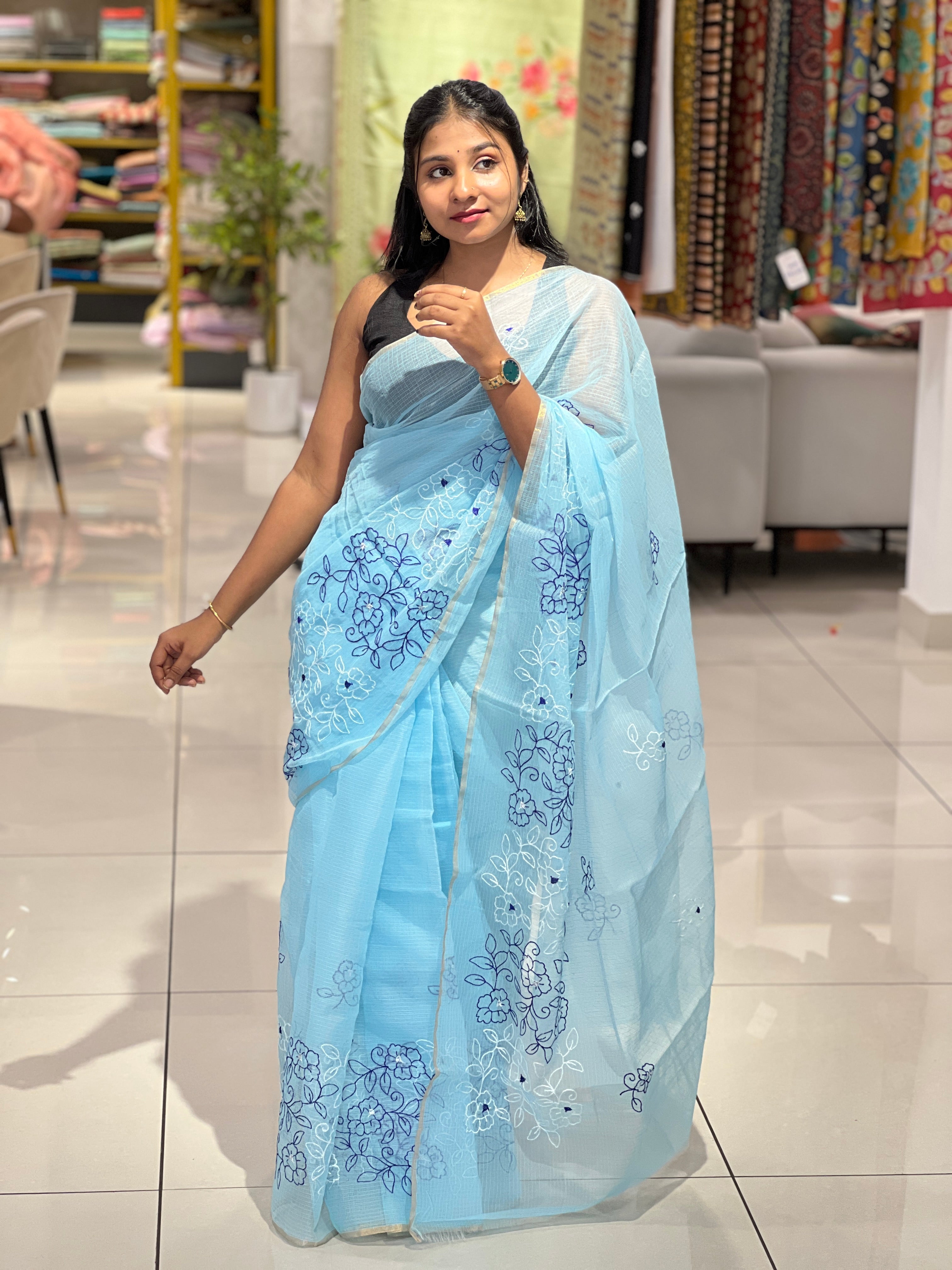 Floral Embroidery Detailed Kota Saree | RK298