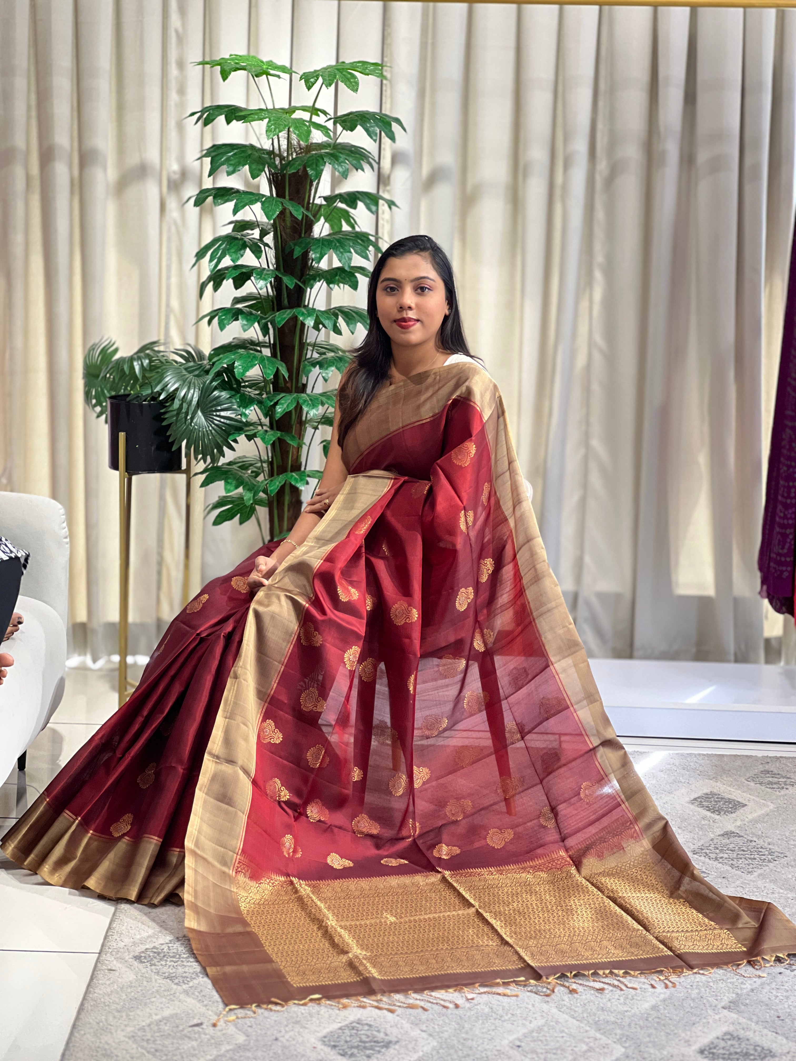 Traditional Buta Woven Soft Silk Saree | SMT206