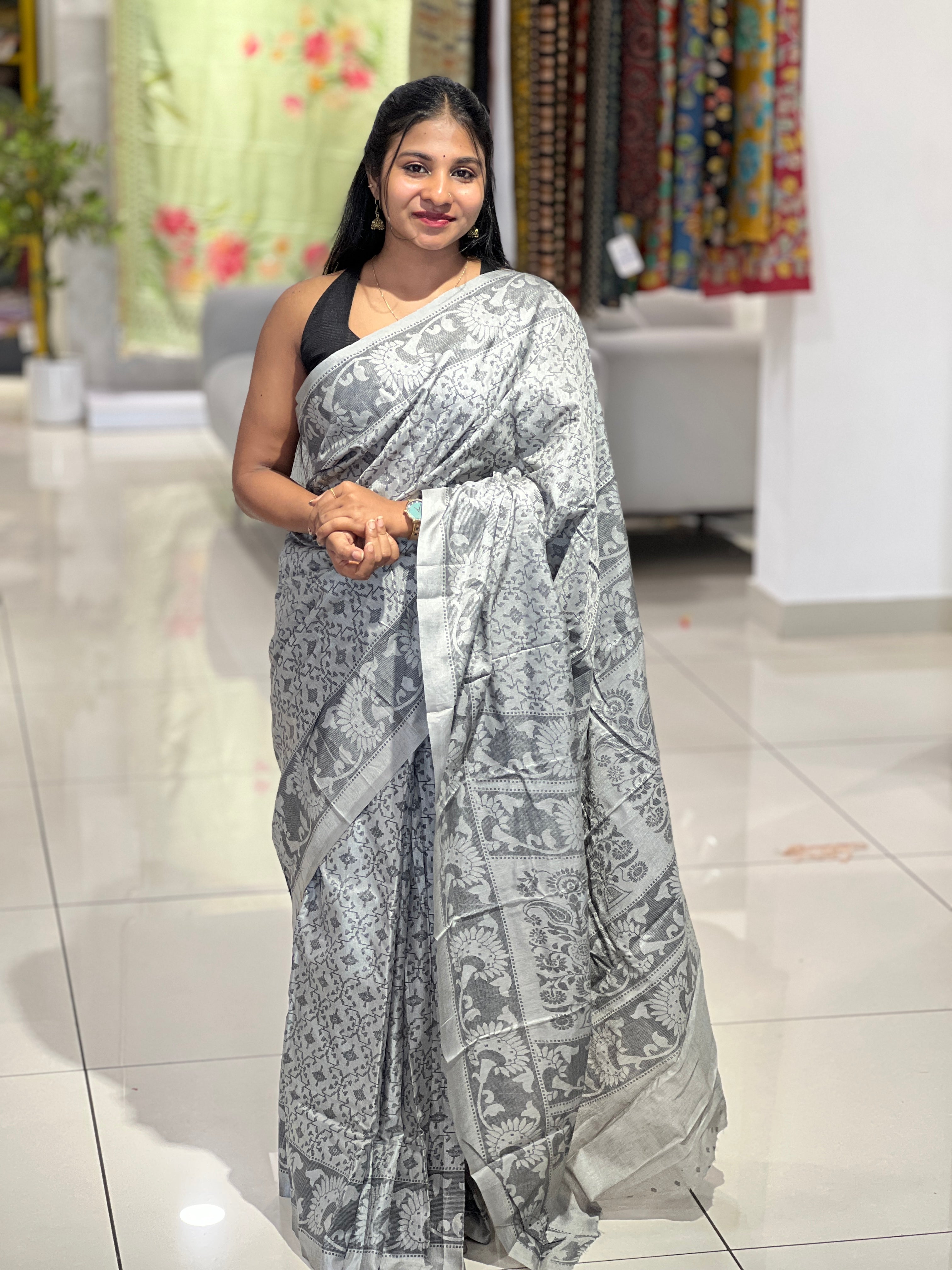 Geometrical Printed Semi Silk Saree | RMP121