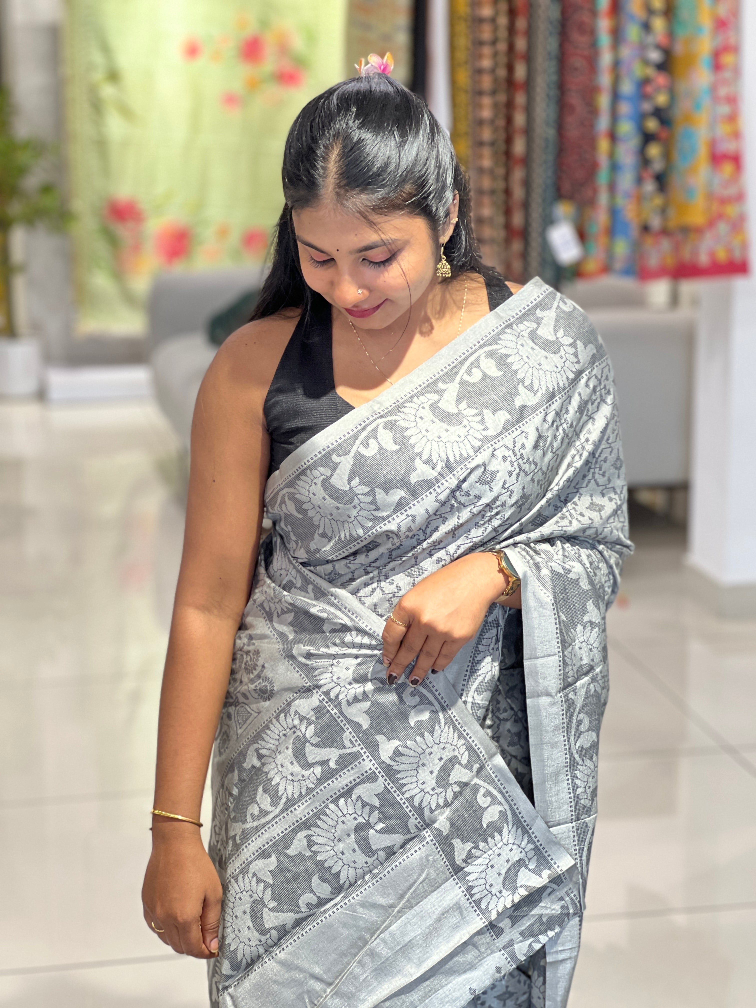 Geometrical Printed Semi Silk Saree | RMP121