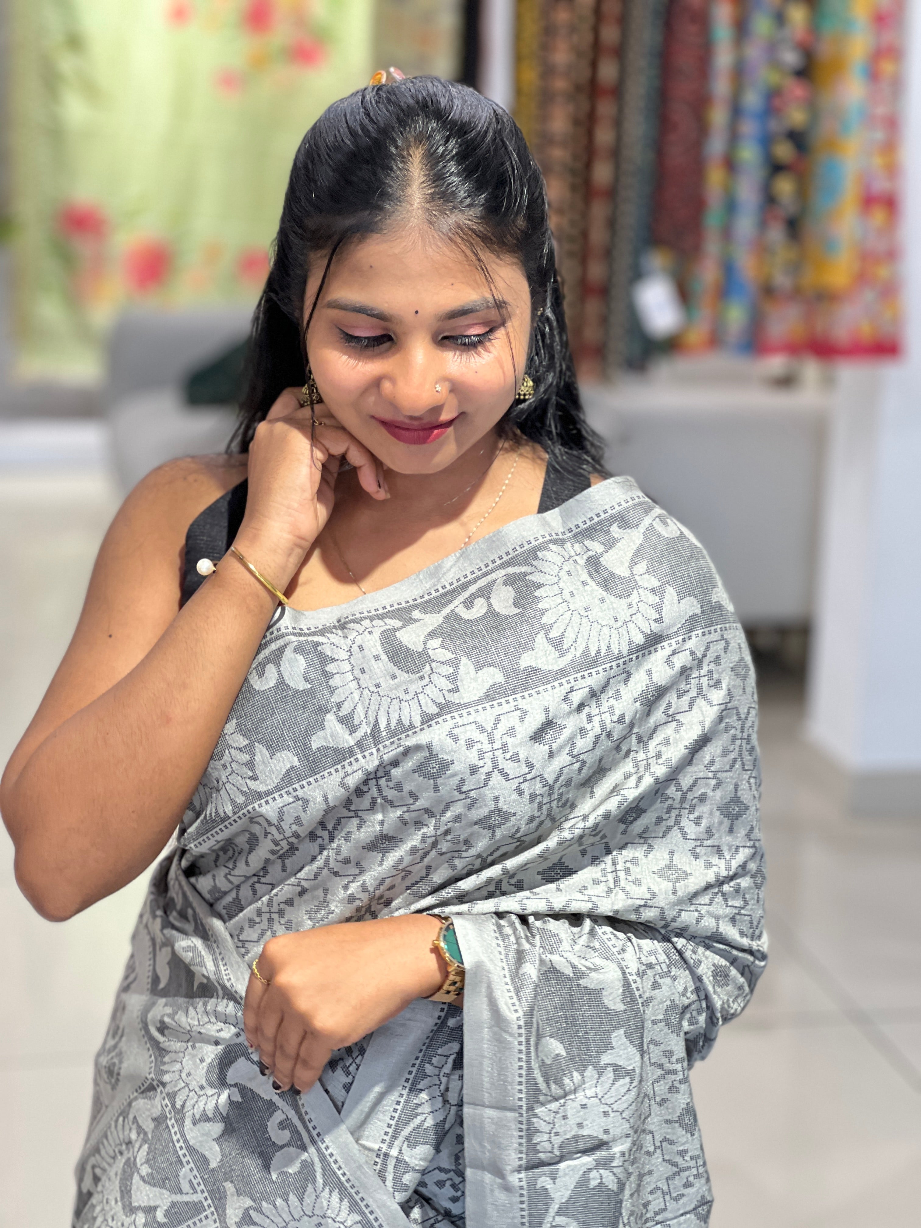 Geometrical Printed Semi Silk Saree | RMP121