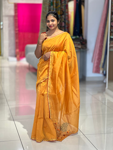 Cutwork Embroidery Chanderi Finish Saree | AHR162