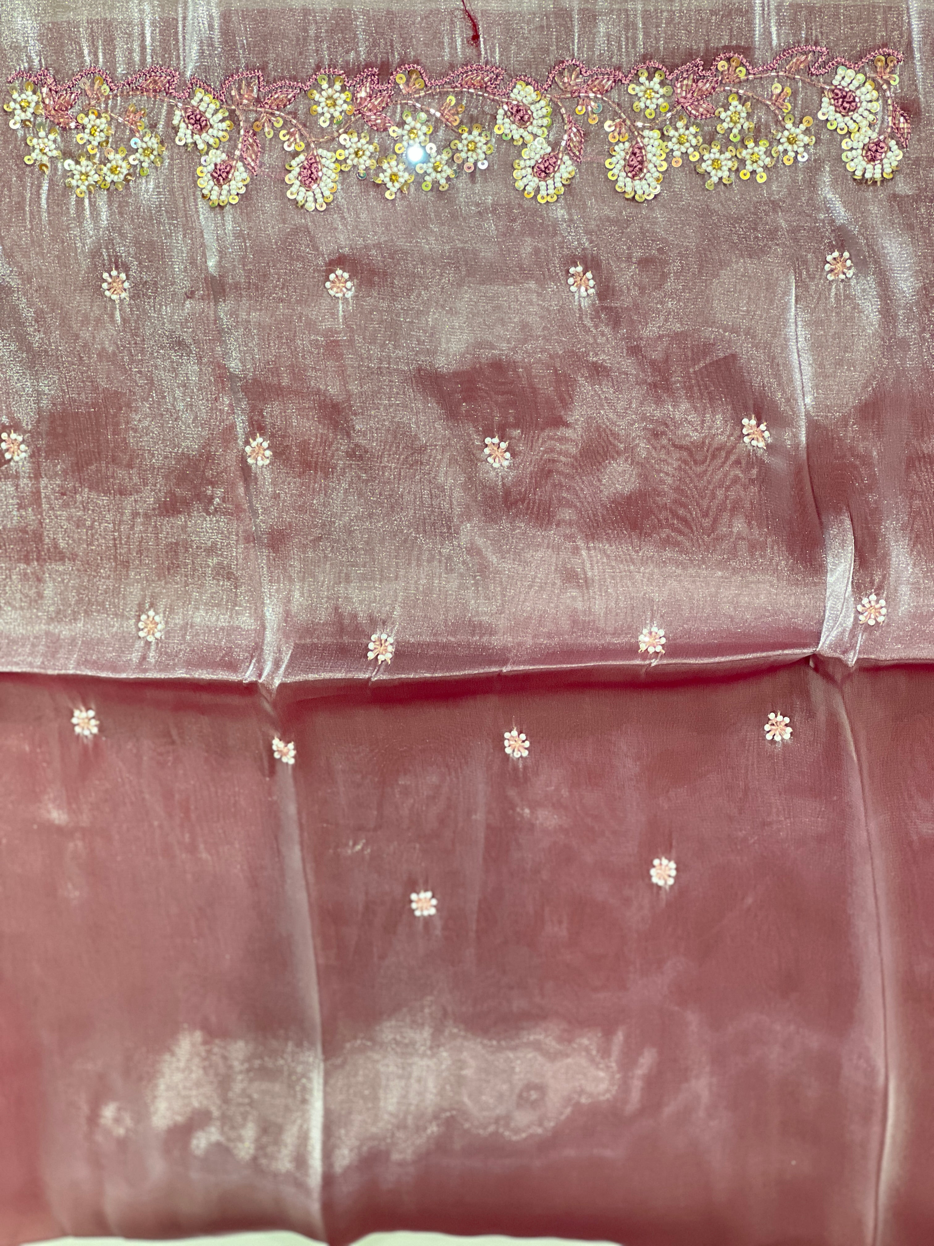 Hand Embroidery Detailed Shimmer Organza Saree | DNT1008